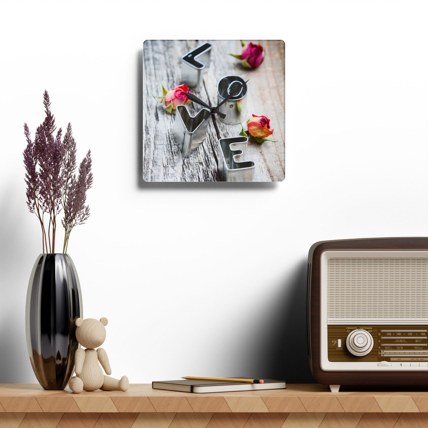 Rustic Charm Acrylic Wall Clock - Farmhouse Home Office Decor