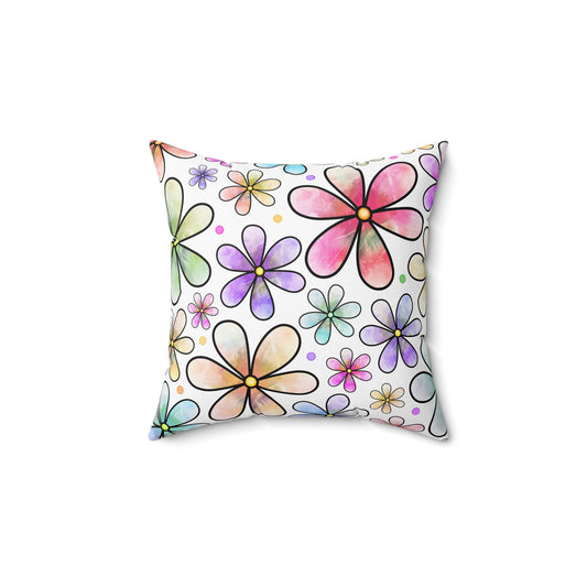 Colorful Floral Square Pillow for Home Decor, Flower Cushion, Boho Decor, Spring Decor, Gift for Her, Cozy Home Accent