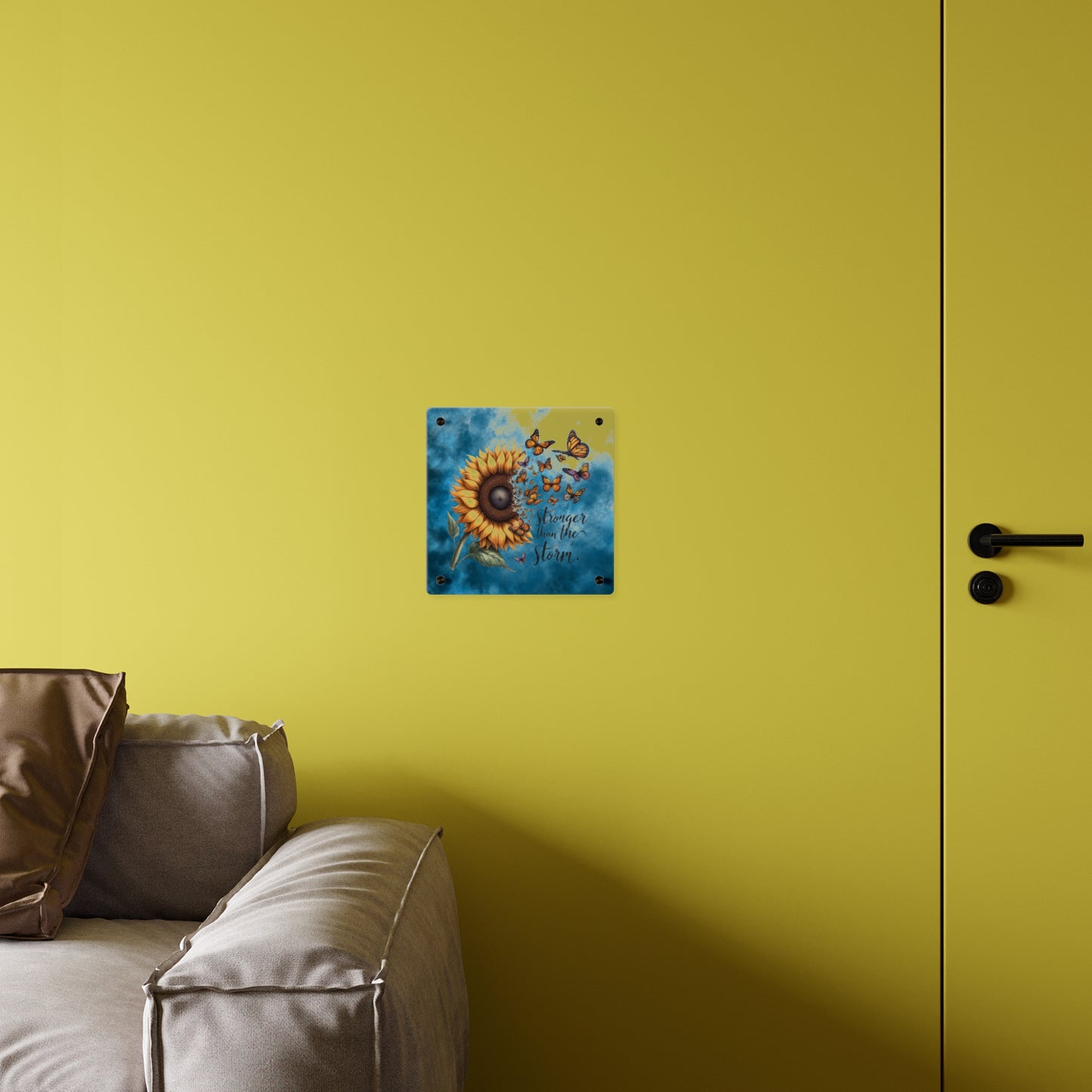 Inspirational Sunflower Acrylic Wall Art Panel - "Stronger Than The Storm"