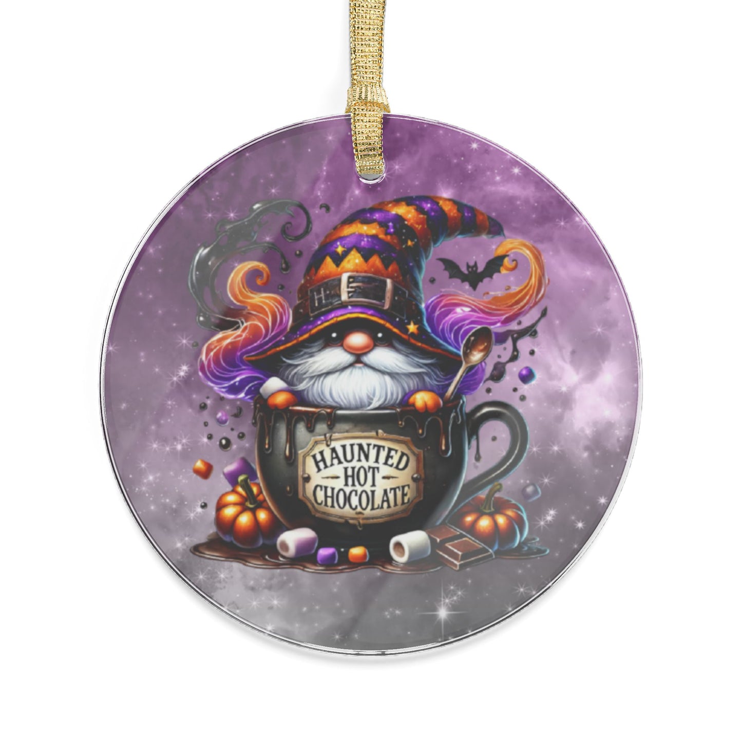Haunted Hot Chocolate Gnome Acrylic Ornament - Festive Holiday Ornament