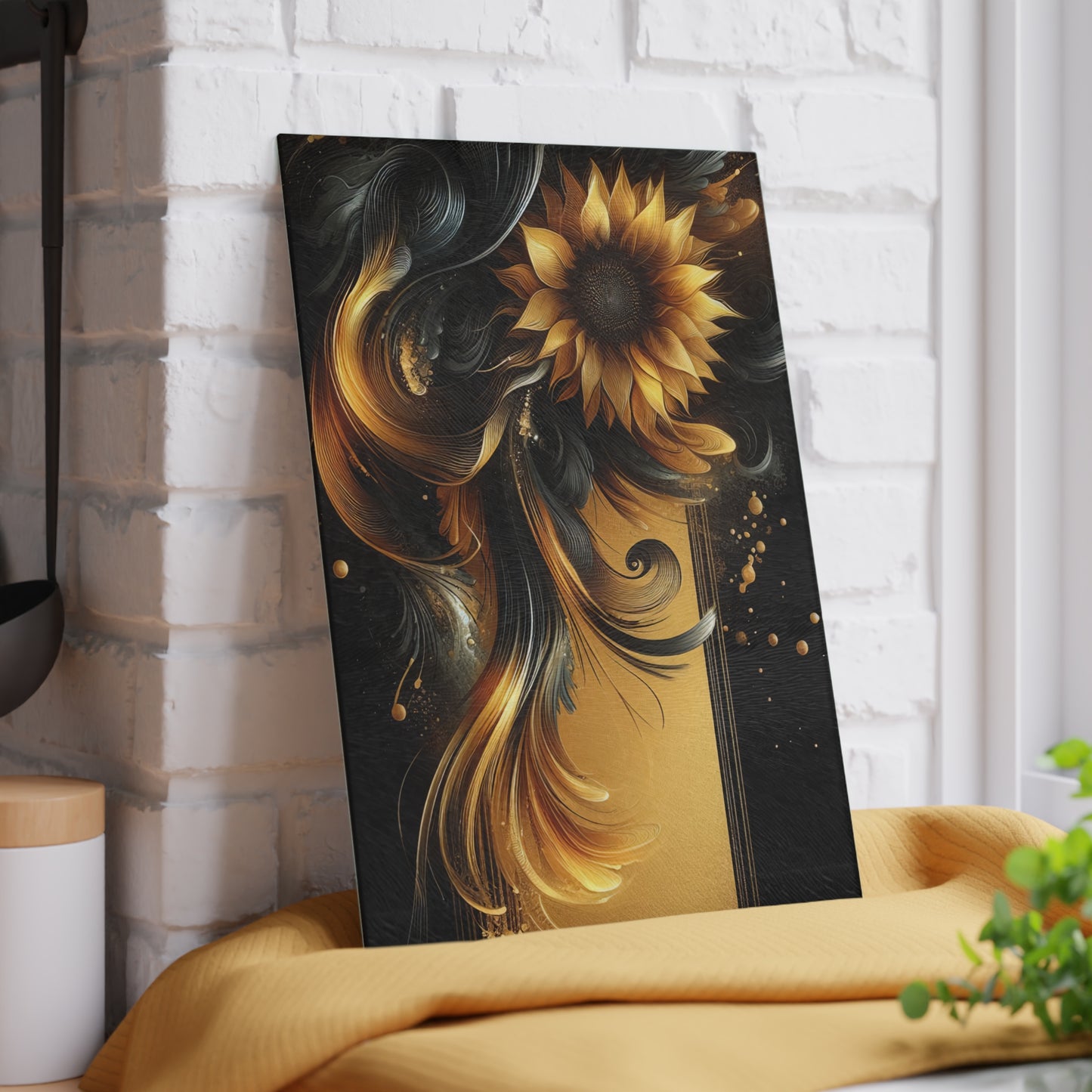 Artistic Sunflower Glass Cutting Board - Elegant Kitchen Decor for Home Chefs