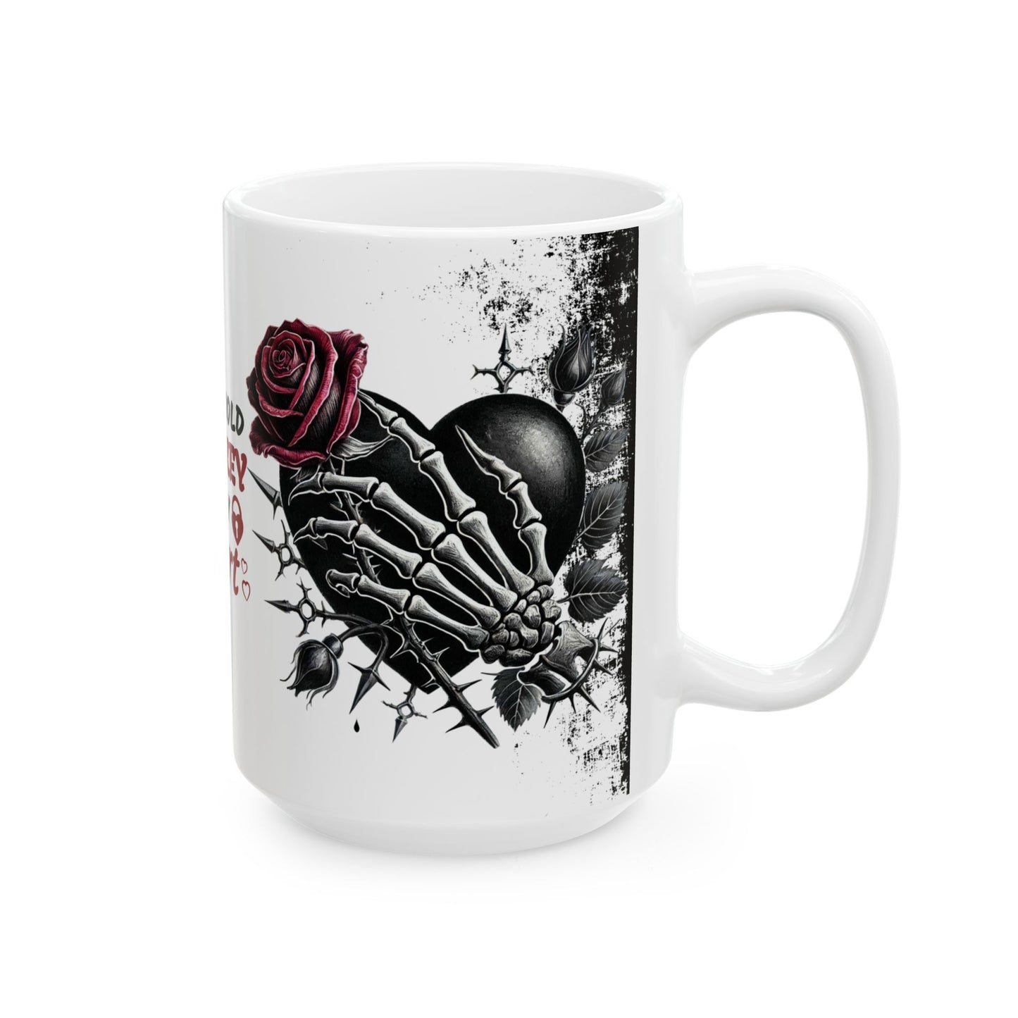 Ceramic Mug "You Hold The Key To My Heart" — Gothic Rose Valentine Coffee Cup (11oz/15oz)