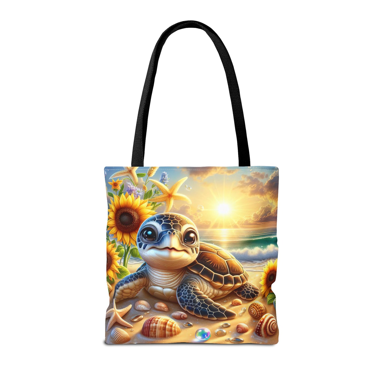 Beachy Turtle Tote Bag | Sea Life AOP Bag | Summer Accessories | Eco-Friendly Vacation Tote | Gift for Ocean Lovers