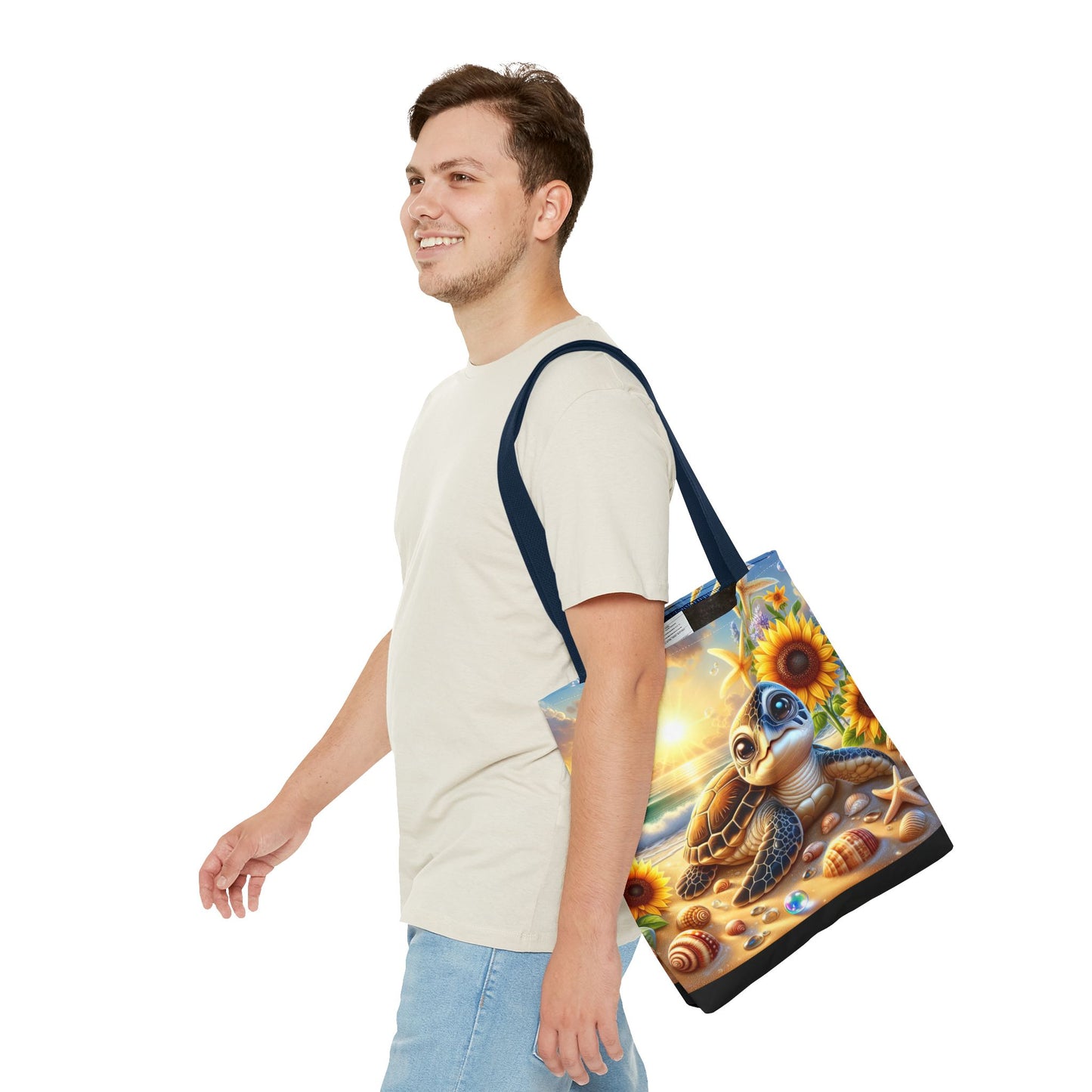 Beachy Turtle Tote Bag | Sea Life AOP Bag | Summer Accessories | Eco-Friendly Vacation Tote | Gift for Ocean Lovers