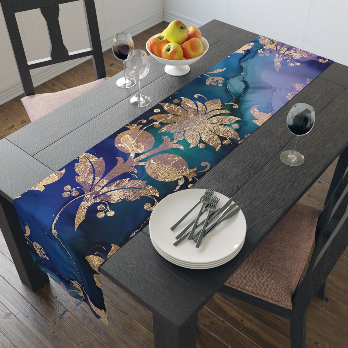 Elegant Floral Table Runner, Boho Home Decor, Floral Linen Table Cloth, Wedding Decoration, Party Table Runner