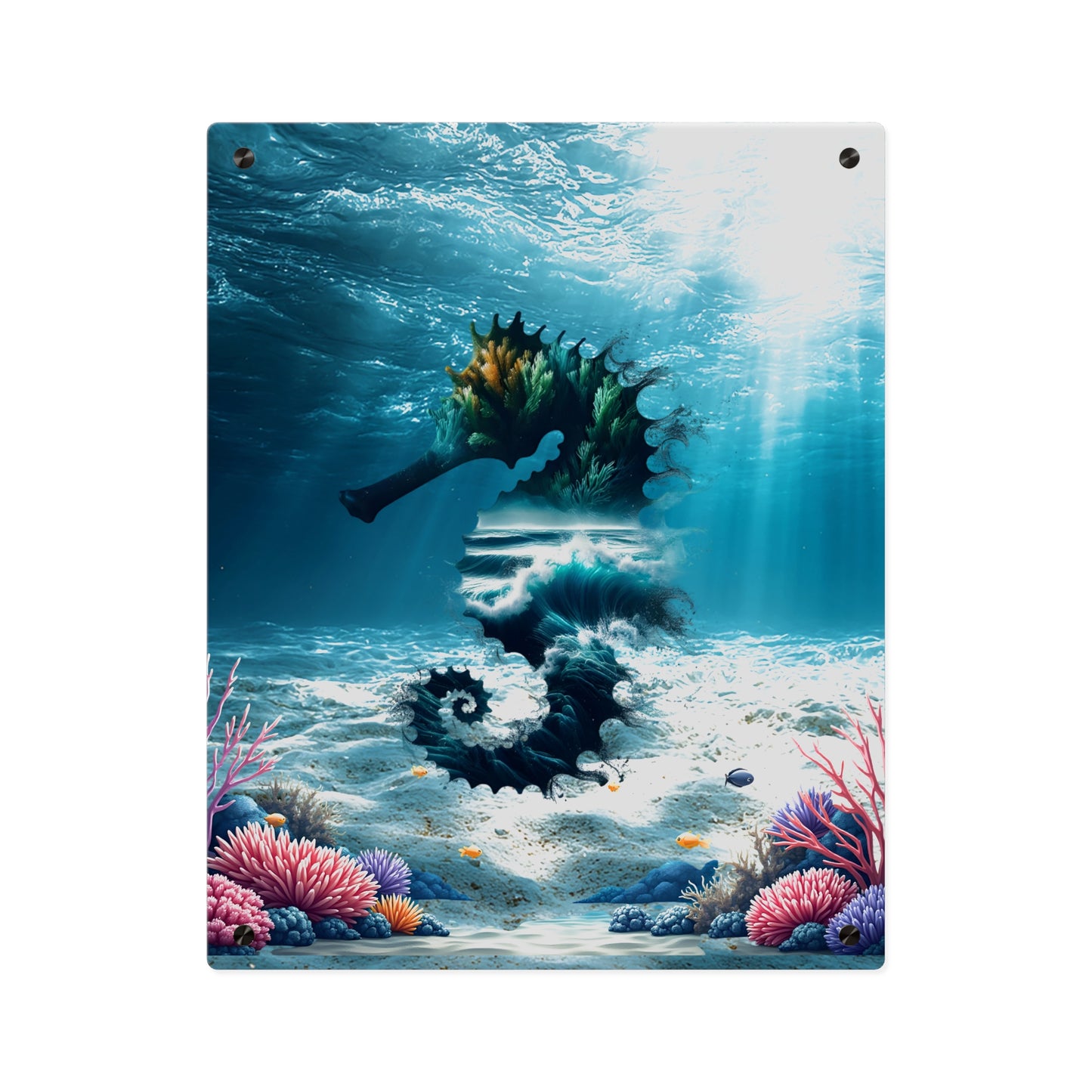 Acrylic Wall Art Panel — Underwater Seahorse Ocean Scene Panel