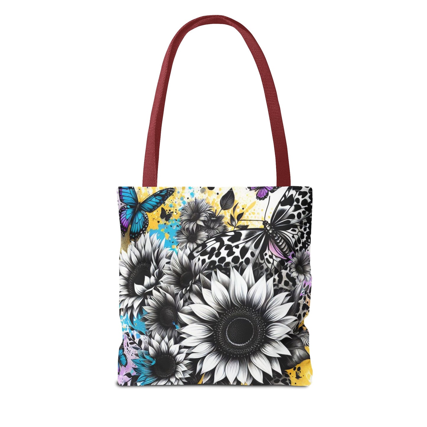 Sunflower & Butterflies Tote Bag — Color Splash Floral All-Over Print