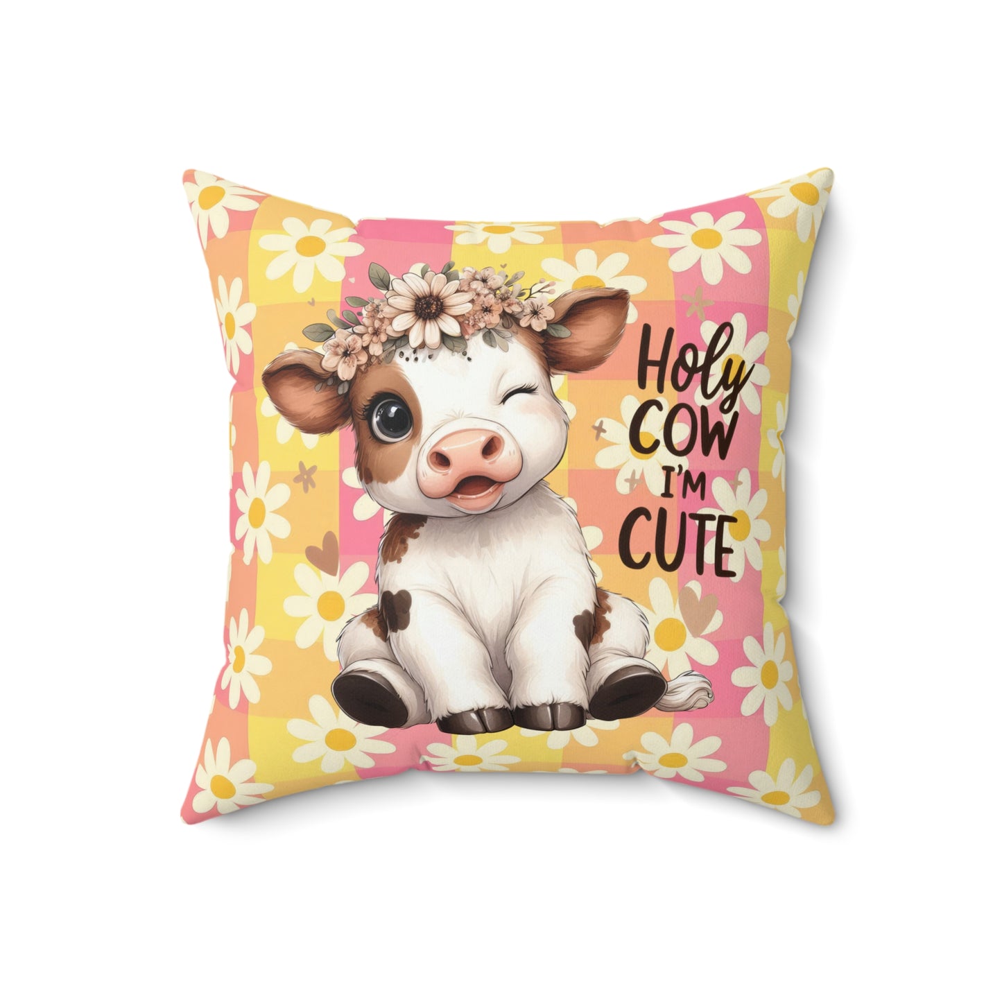 Cute Cow Square Pillow | Farmhouse Decor, Animal Lover Gift, Nursery Cushion, Funny Home Accent, Cow Decor