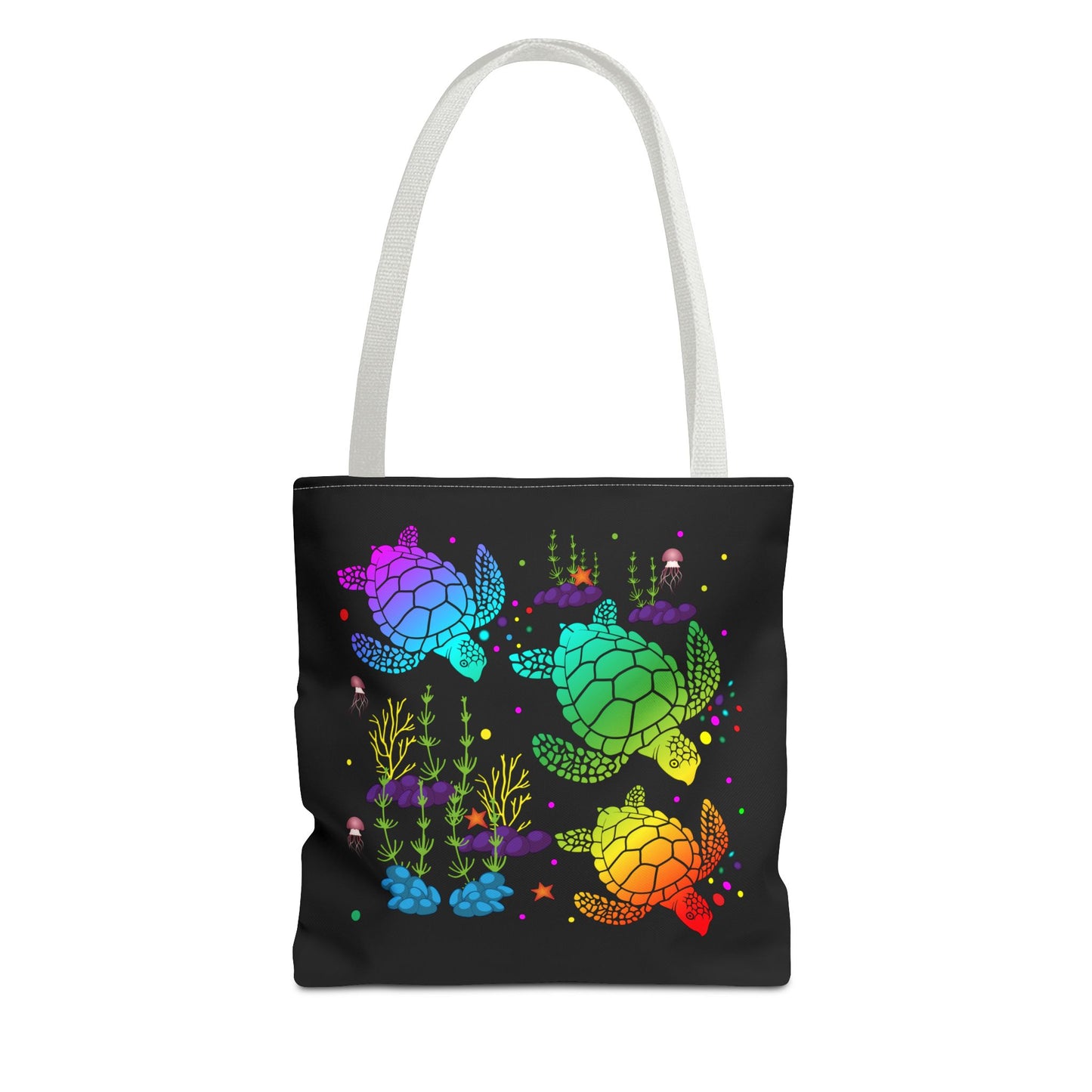 Rainbow Turtle Tote Bag - Eco-Friendly Reusable Shopper, Beach Bag, Gift for Ocean Lovers, Summer Fun, Art Tote