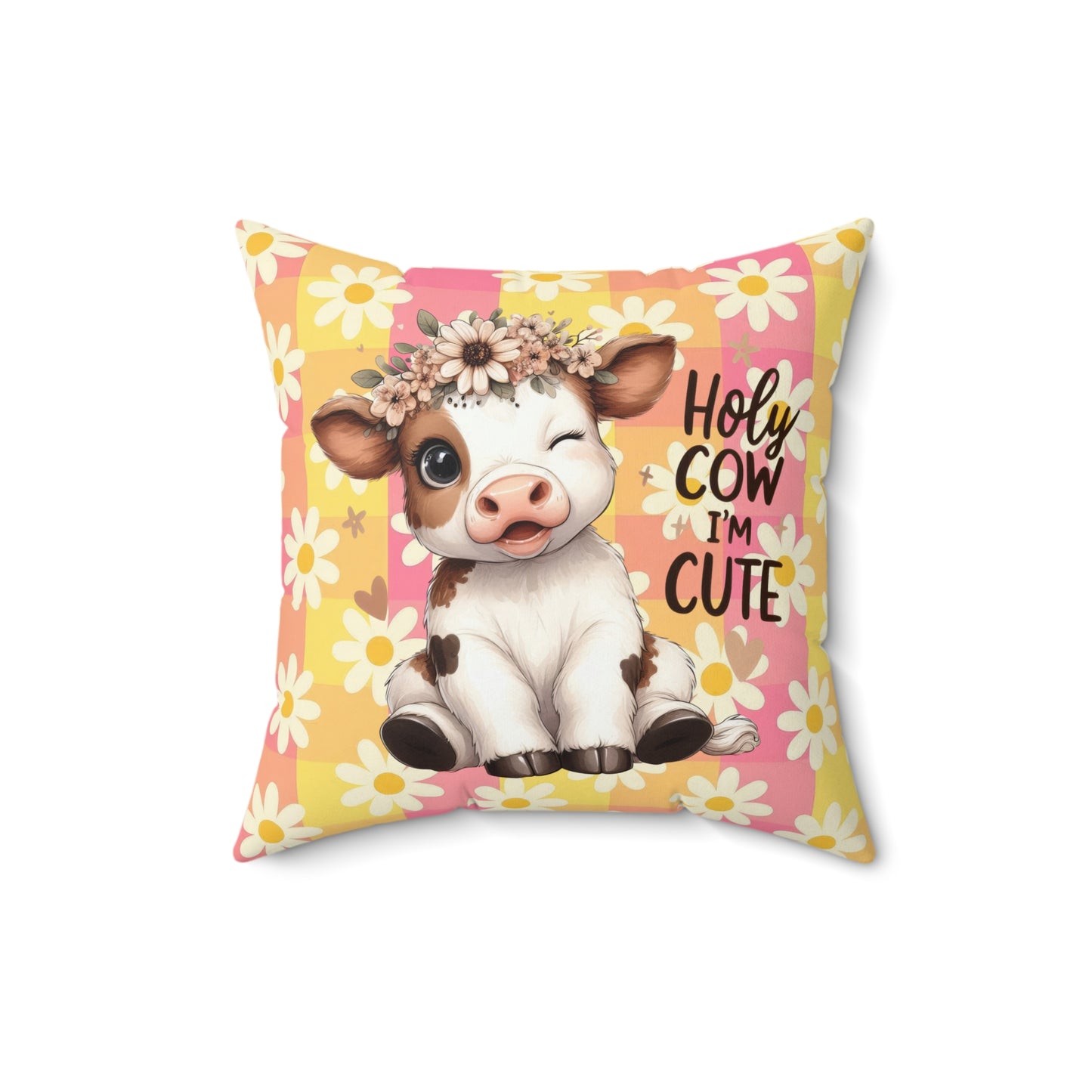 Cute Cow Square Pillow | Farmhouse Decor, Animal Lover Gift, Nursery Cushion, Funny Home Accent, Cow Decor