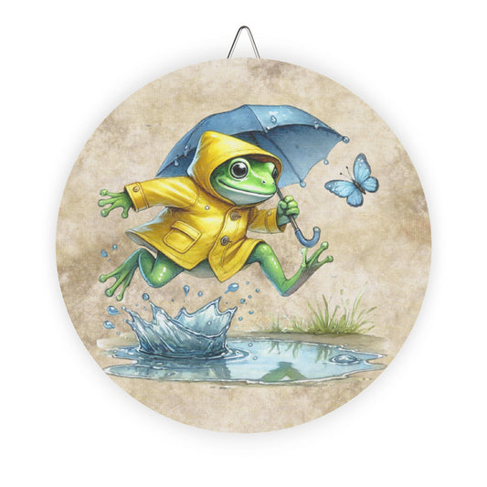 Rustic Charm Spring Wood Sign - Frog & Butterfly Design - Home Décor Decoration