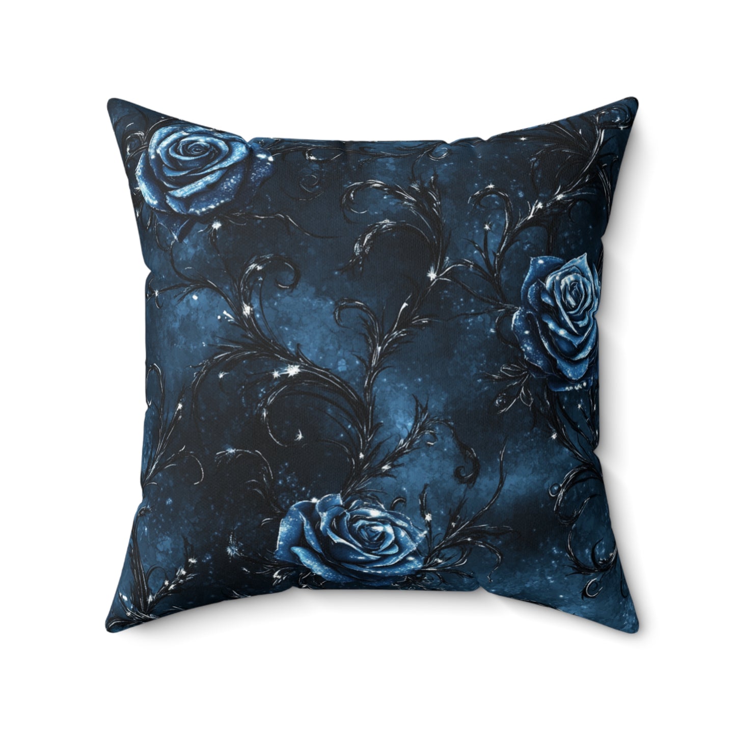 Elegant Gothic Blue Rose Square Pillow, Decorative Cushion, Home Decor, Gift for Her, Accent Pillow for Bedrooms, Cozy Living Room Decor
