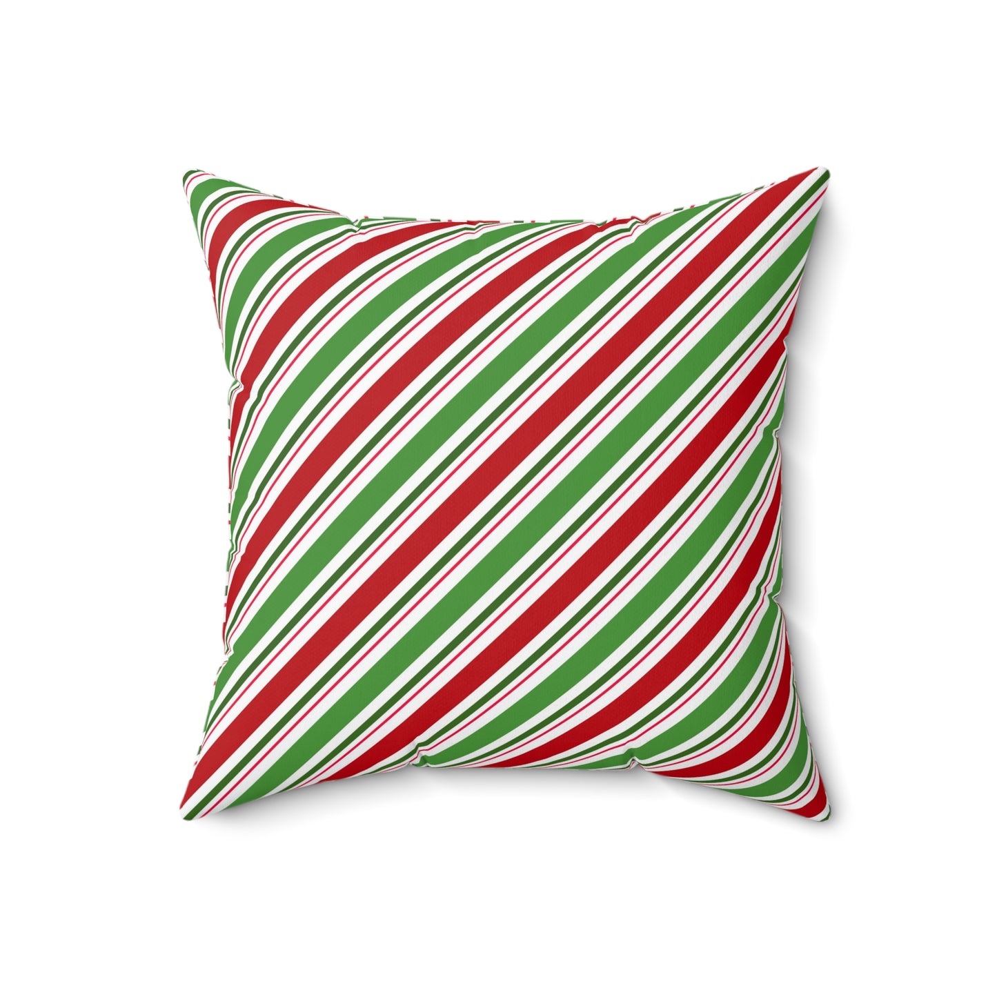 Spun Polyester Square Pillow  - Can't Catch Me Gingerbread Man Funny Slogan, Candy Cane Stripes, Holiday Accent for Home or Office