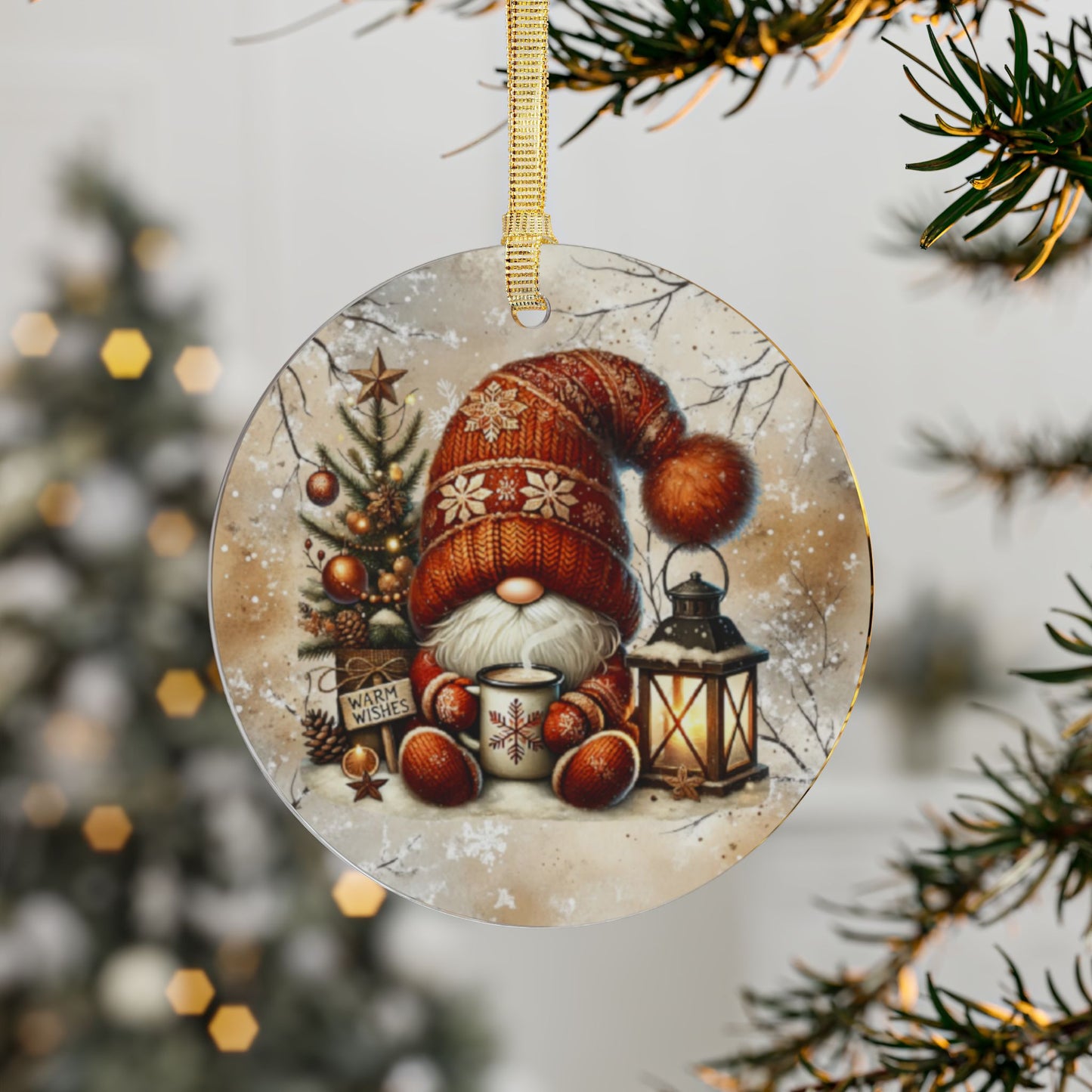 Festive Acrylic Christmas Ornaments - Cozy Santa Gnome Design Decor