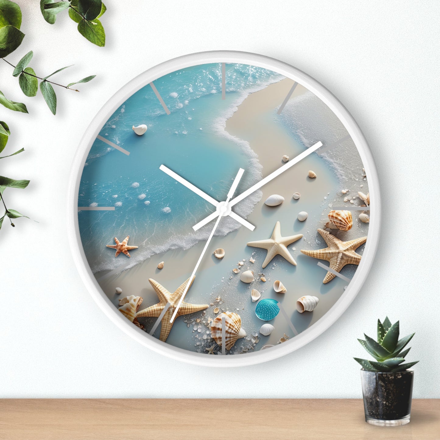 Coastal Serenity Wall Clock - Beach Inspired Home Decor with Seashells