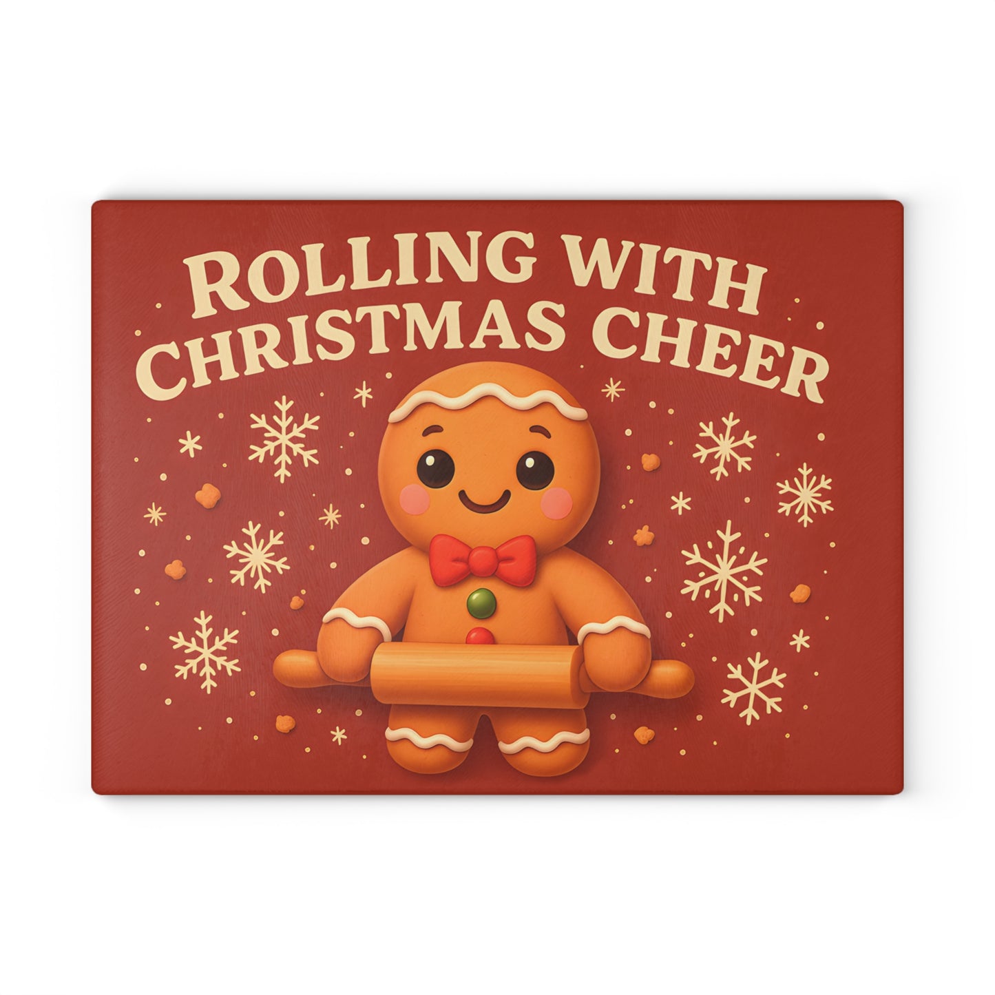 Gingerbread Christmas Glass Cutting Board - Rolling With Cheer