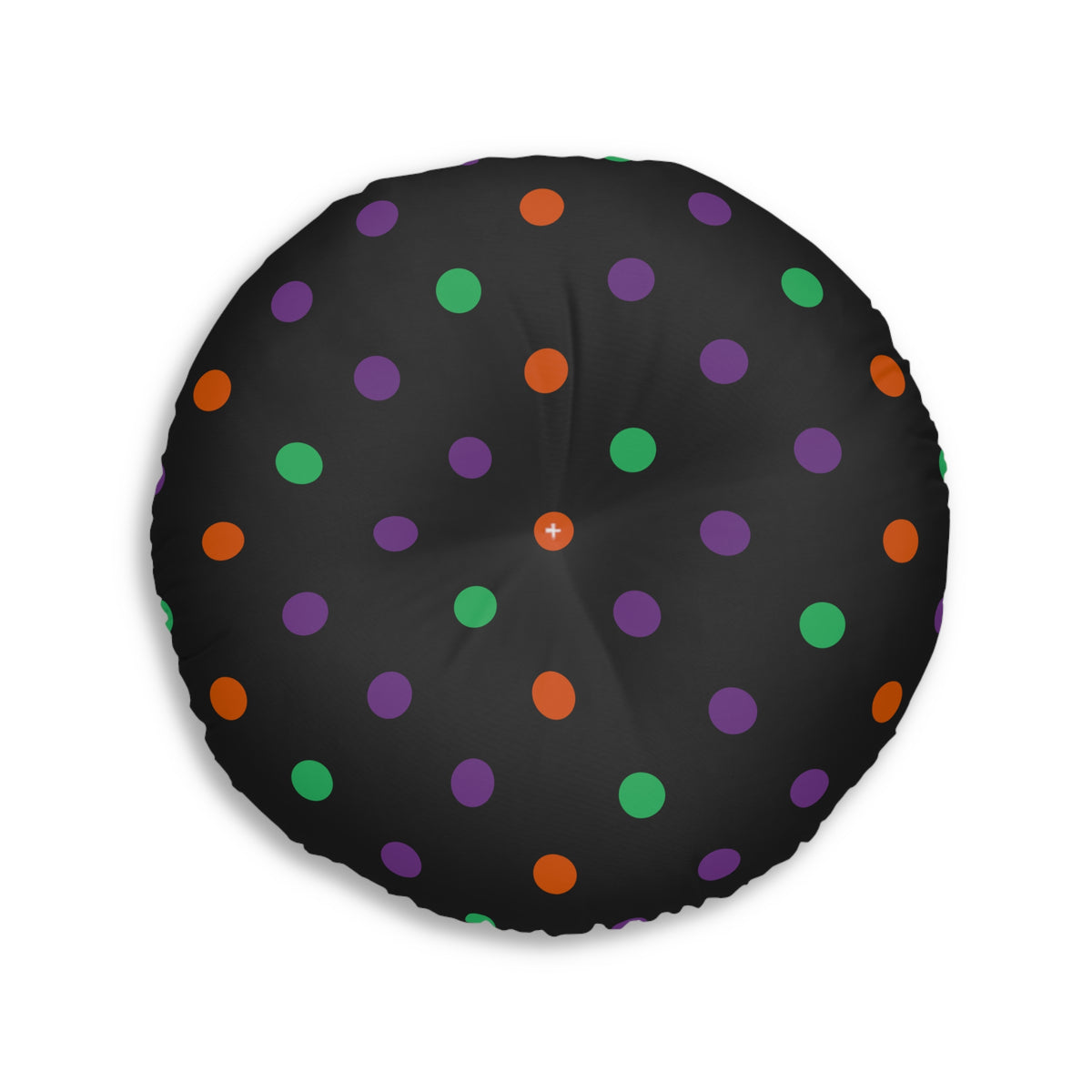 Halloween Round Tufted Floor Pillow — "Trick or Treat, Smell My Feet" Green Monster Feet Halloween Design