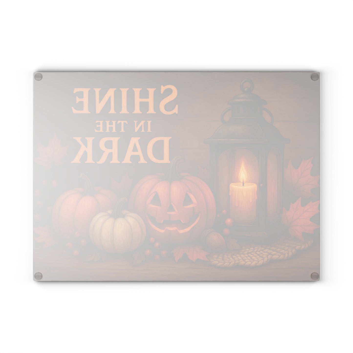 Harvest Lantern Glass Cutting Board - Shine in the Dark Design