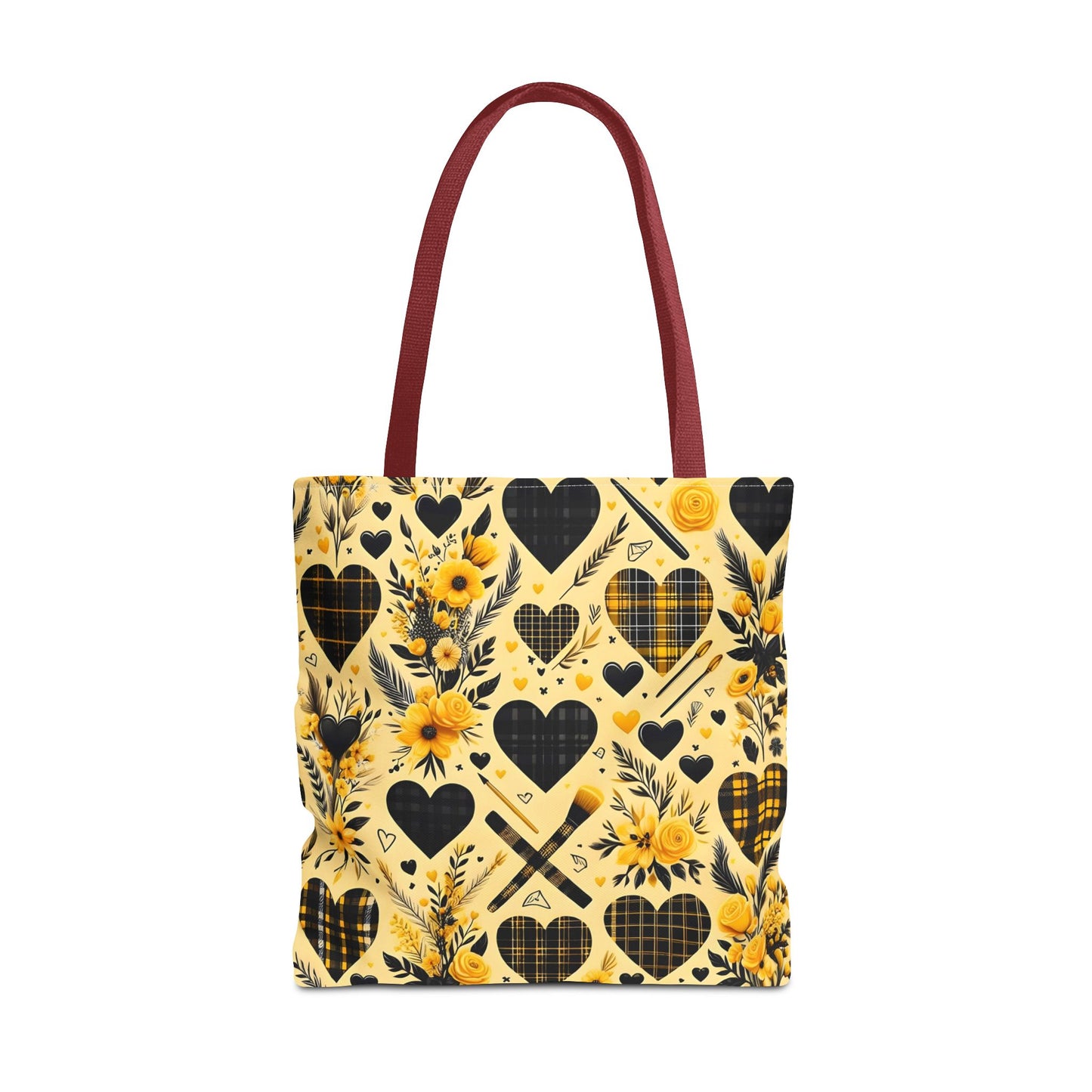 Plaid Floral With Hearts Love Tote Bag(AOP)