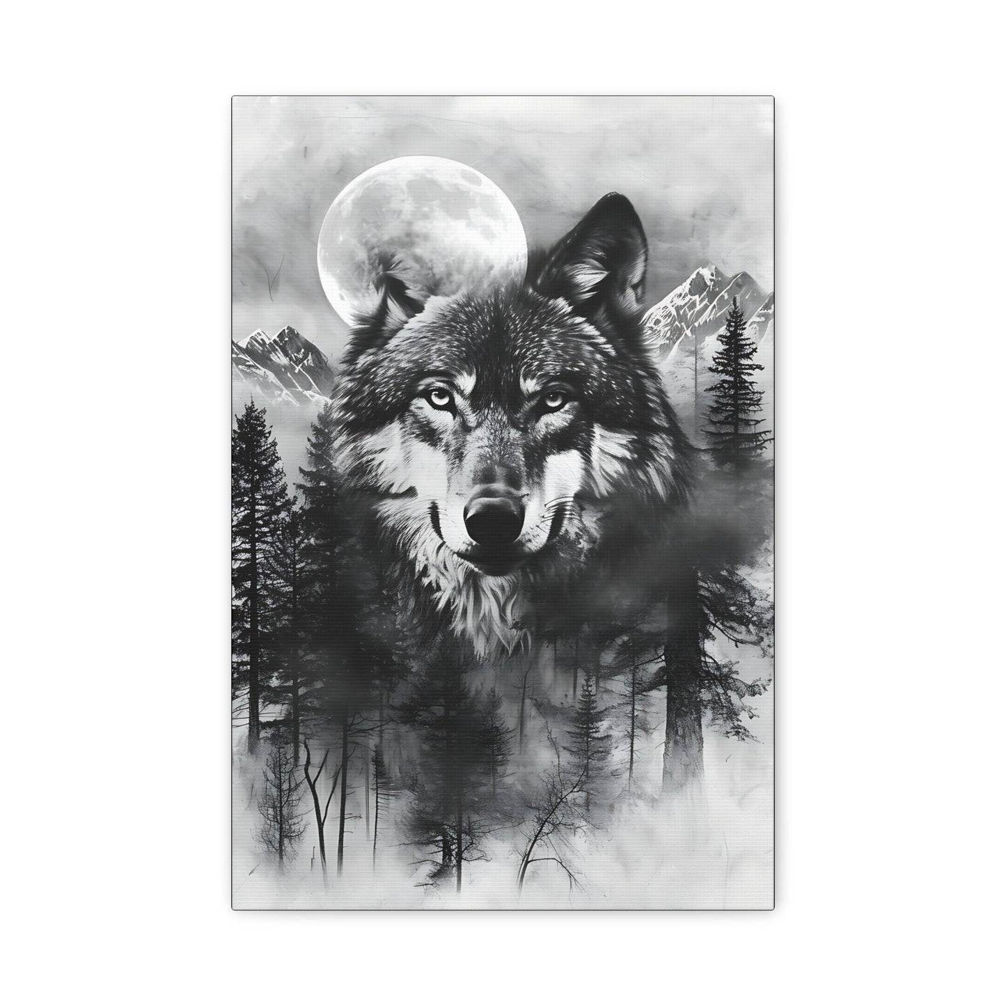 Majestic Wolf Canvas Wall Art - Black and White Wilderness Decor