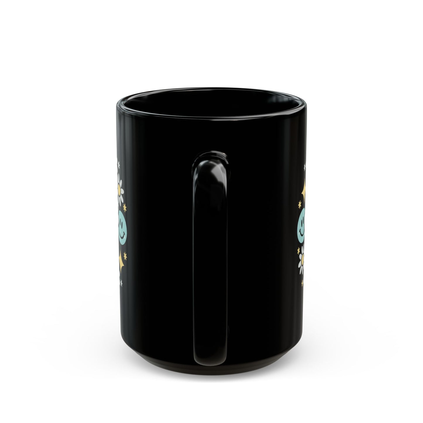 Funny Motivational Black Mug, Cute Gift for Friends, Flower Design, Positive Vibes, Encouragement Beverage Holder