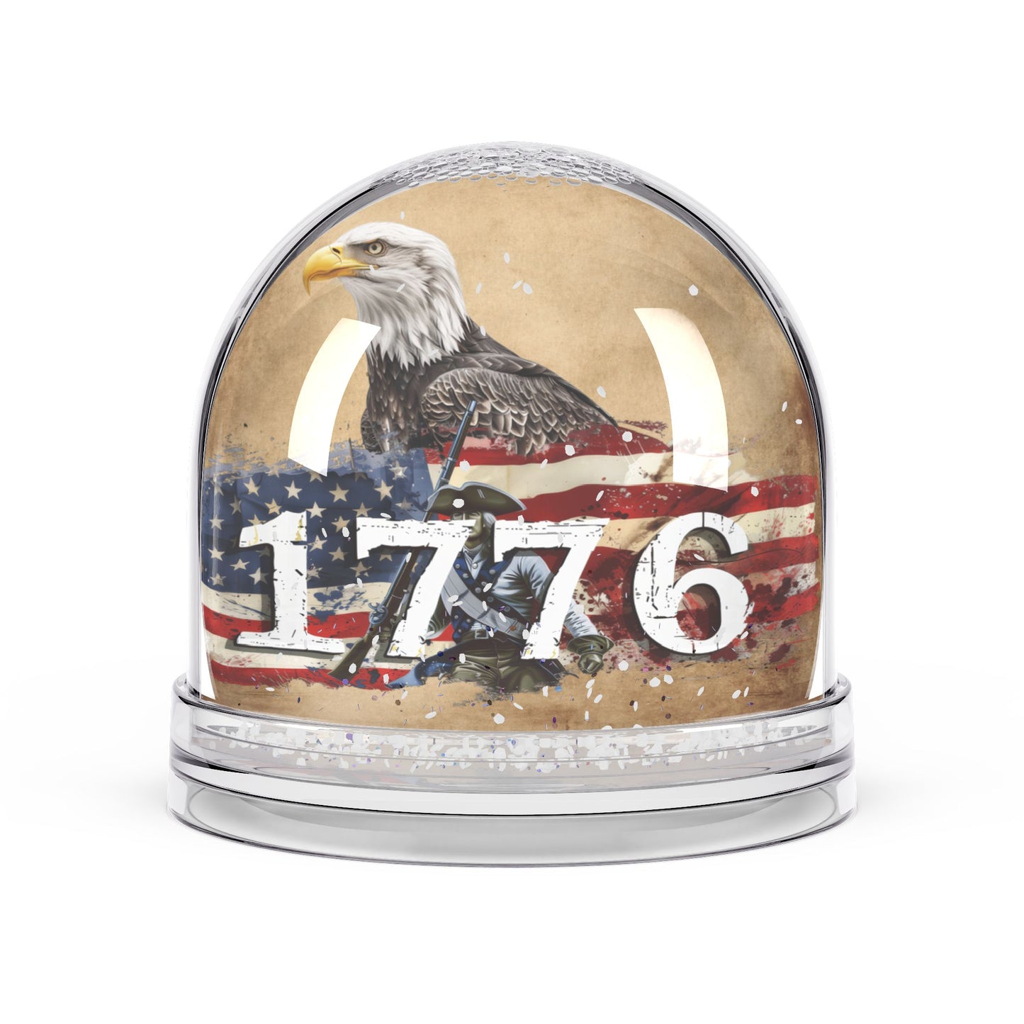 Patriotic Snow Globe with Eagle and 1776 Design
