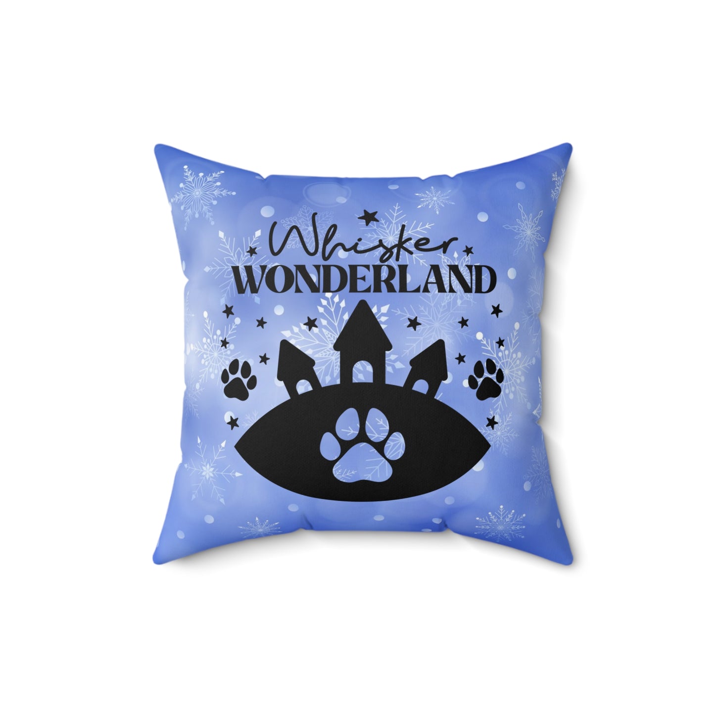 Pet Lover's Holiday Theme Spun Polyester Square Pillow, Cute Animal Holiday Quote, Beautiful Decor Pet Lover's Holiday Decor for Home or Office