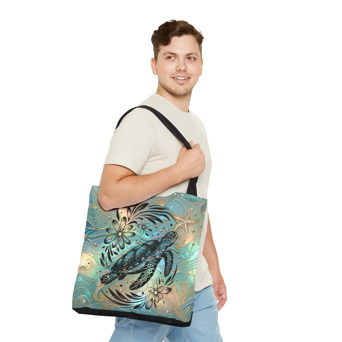 Ocean-Inspired Turtle Tote Bag - Beach Lover's Canvas Eco-Friendly Summer Gift