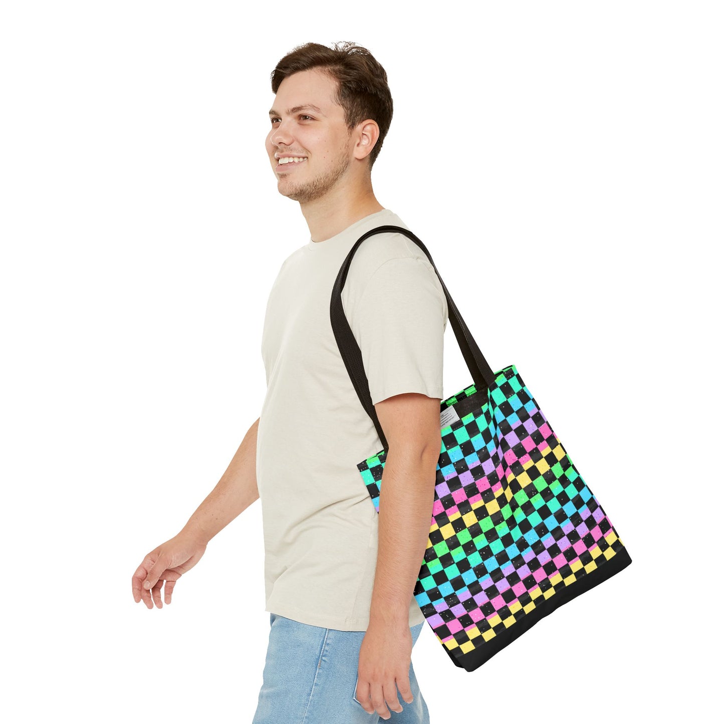 Colorful Checkerboard Tote Bag - Vibrant Reusable Shopping Bag, Eco-Friendly Gift, Summer Beach Accessory, Fashionable Everyday Tote