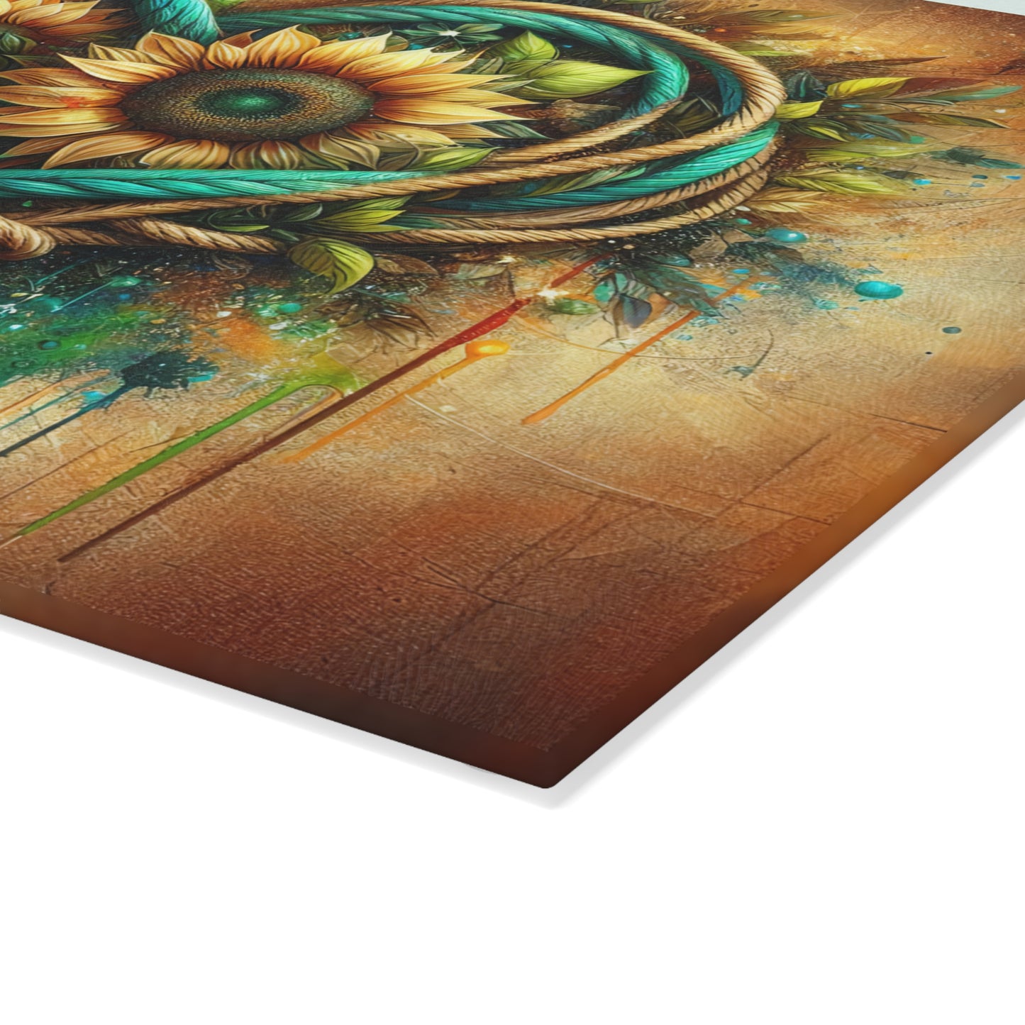 Decorative Glass Cutting Board — Heart Rope Floral Art