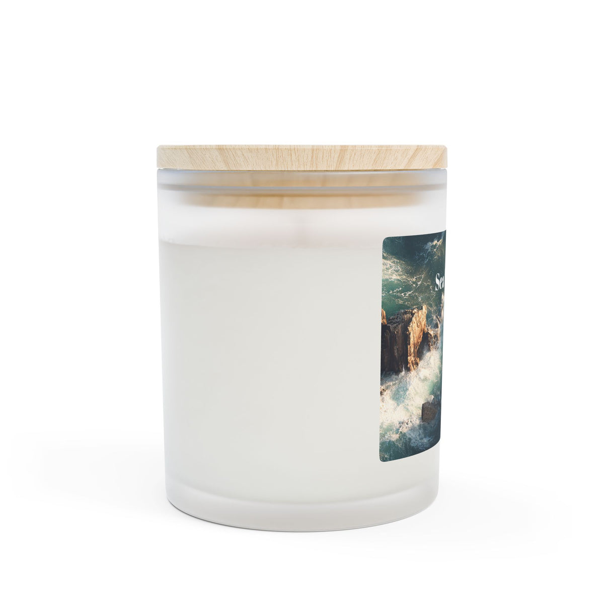 Vanilla Frosted Glass Candle – 11oz Scented Soy Candle with Wooden Lid