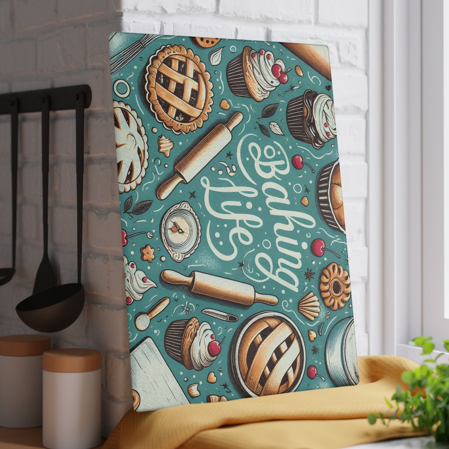 Baking Life Glass Cutting Board