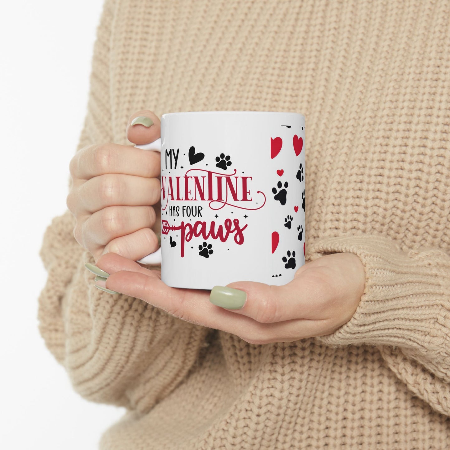 Valentine Paw Print Ceramic Mug – I Love My Furry Valentine (11oz & 15oz)