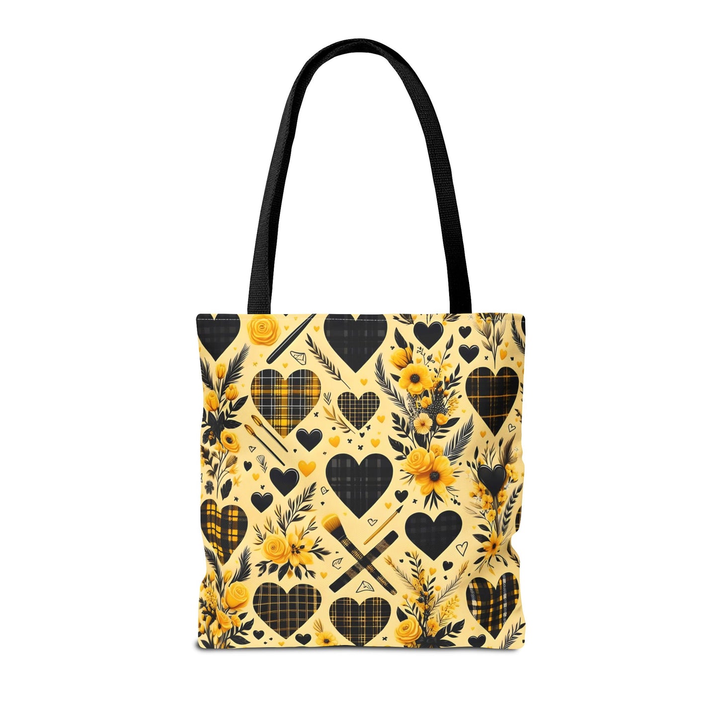 Plaid Floral With Hearts Love Tote Bag(AOP)