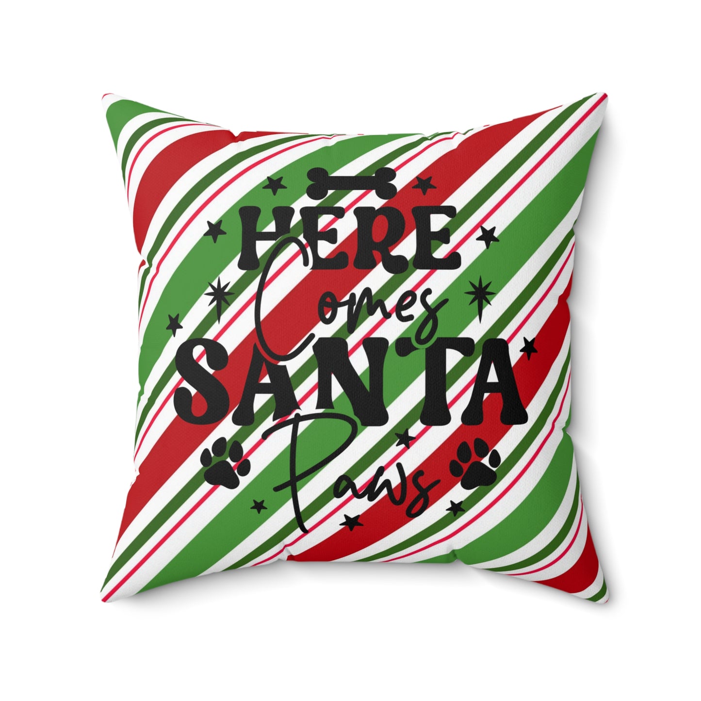 Christmas Pet Theme Spun Polyester Square Pillow, Dog Lover's Holiday Decor for Home or Office, Animal Lovers, Pet Lover's Holiday Accent
