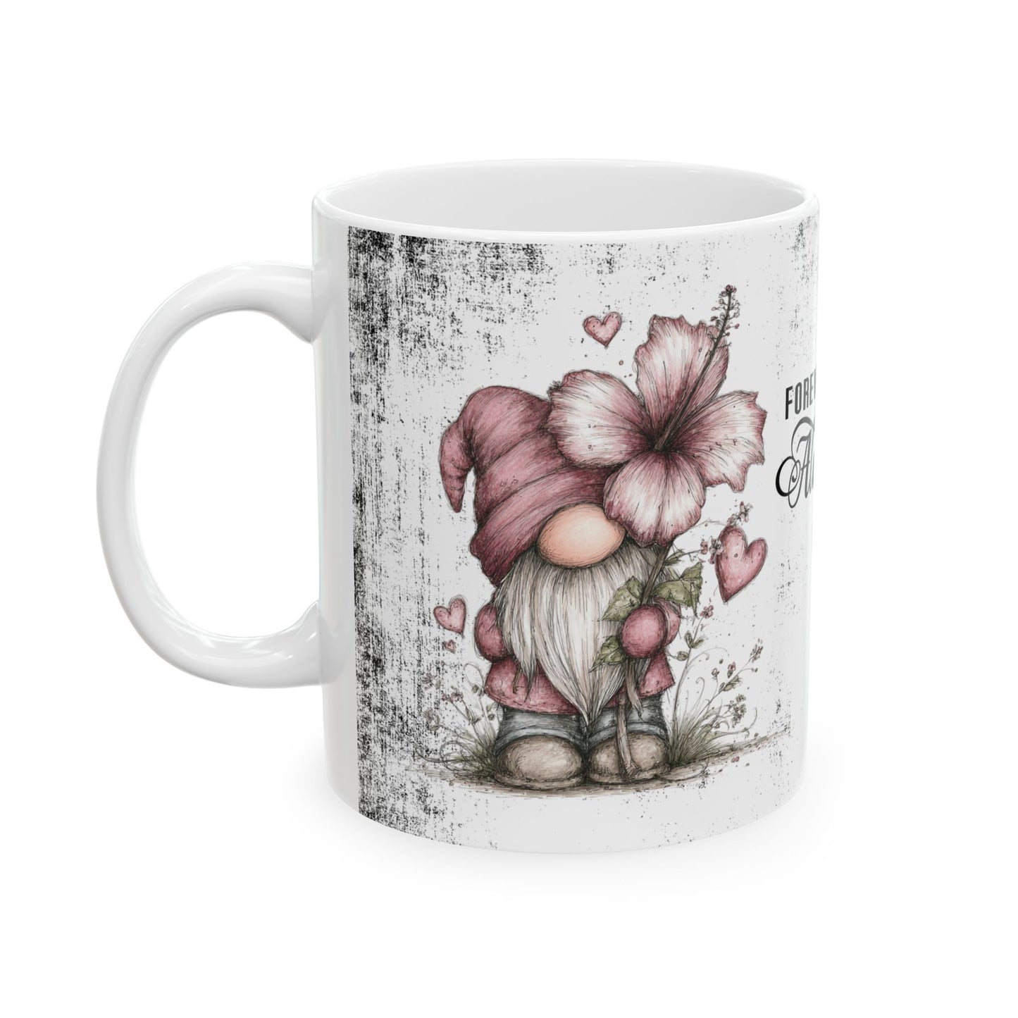 Ceramic Gnome Floral Mug "Forever & Always" — Romantic Anniversary Gift (11oz & 15oz)