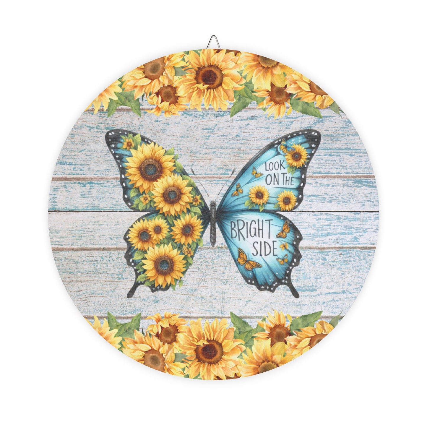 Rustic Charm Butterfly With Sunflowers Wood Signs - "Look On The Bright Side"