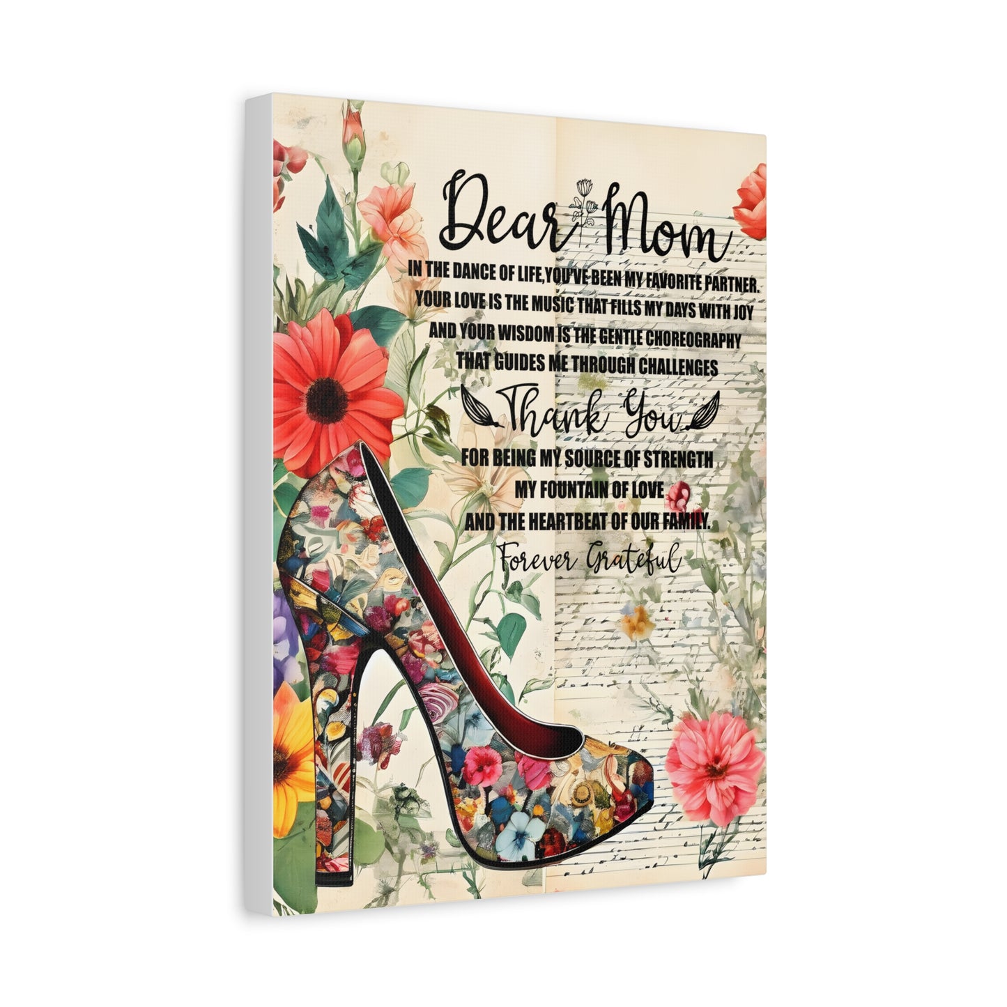 Inspirational Floral Canvas Wall Art for Mom - Perfect Gift for Mother's Day
