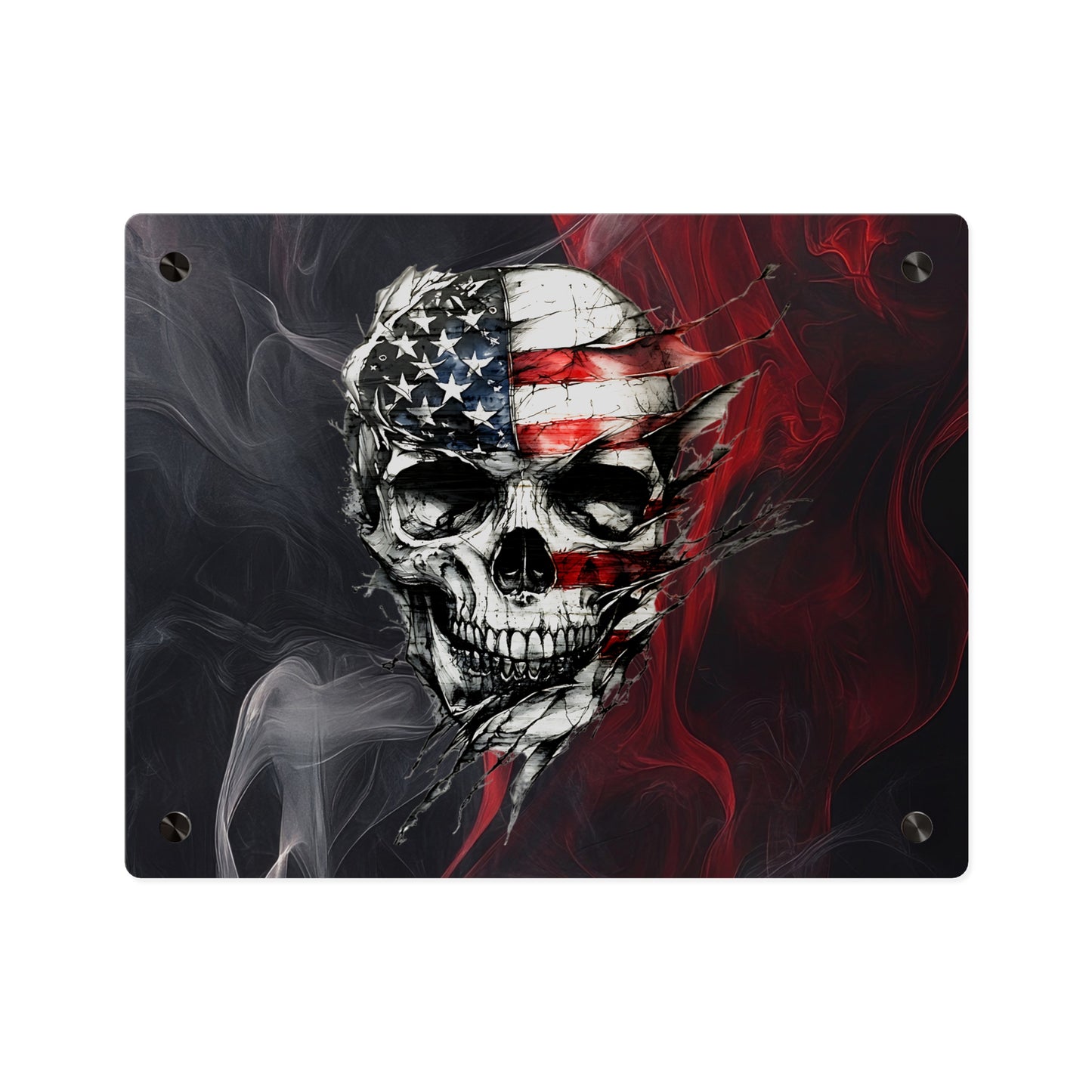 American Skull Acrylic Wall Art Panels - Edgy Decor for Rebels & Patriotic Souls