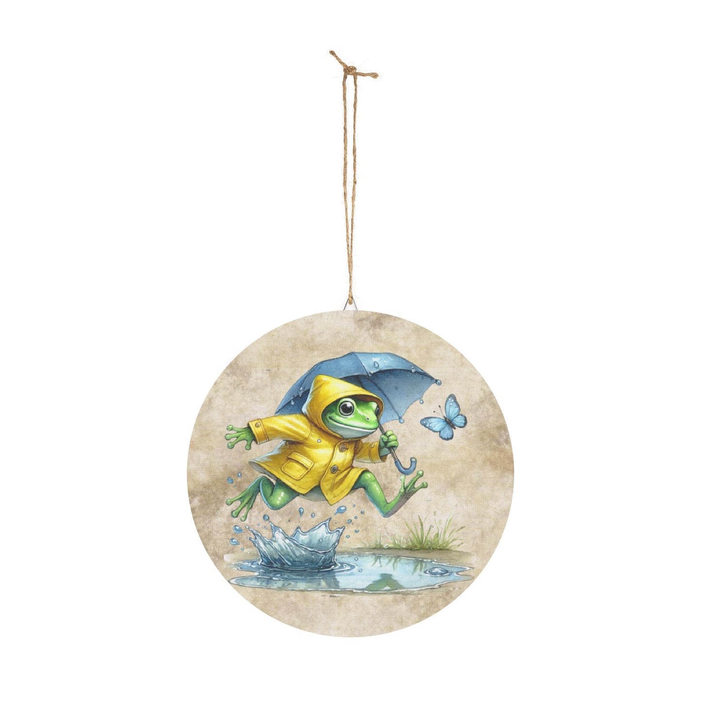 Rustic Charm Spring Wood Sign - Frog & Butterfly Design - Home Décor Decoration