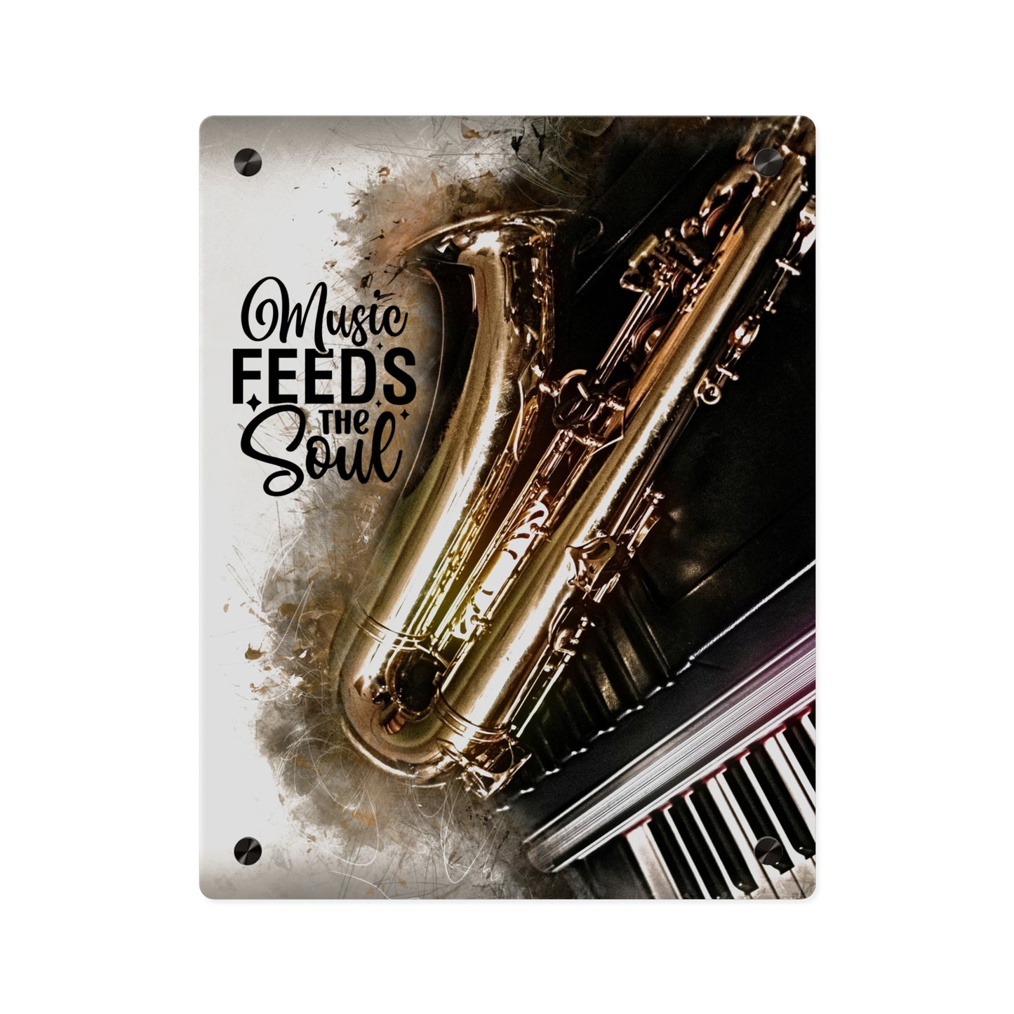 Inspirational Acrylic Wall Art Panel - "Music Feeds the Soul"