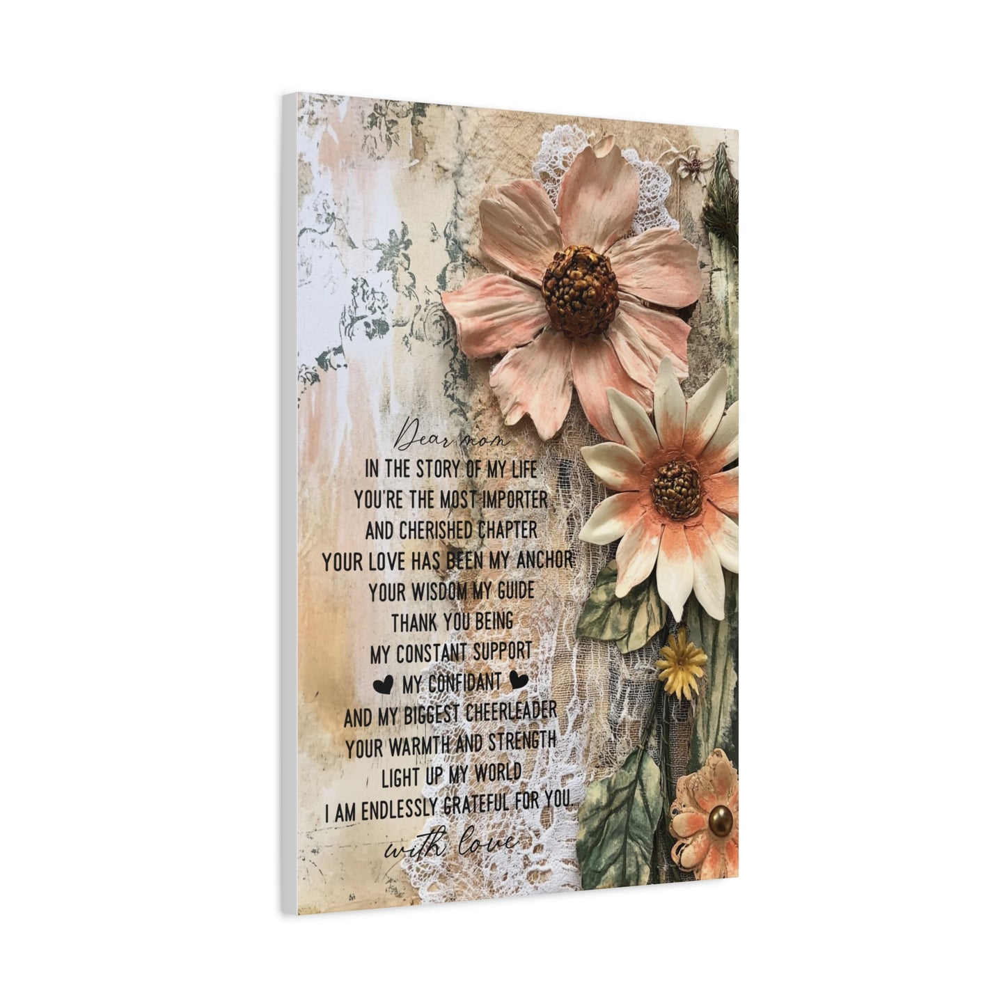 Floral Canvas Wall Art - Heartfelt Mom Appreciation Decor