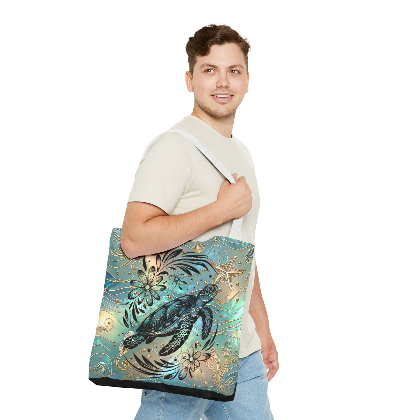 Ocean-Inspired Turtle Tote Bag - Beach Lover's Canvas Eco-Friendly Summer Gift