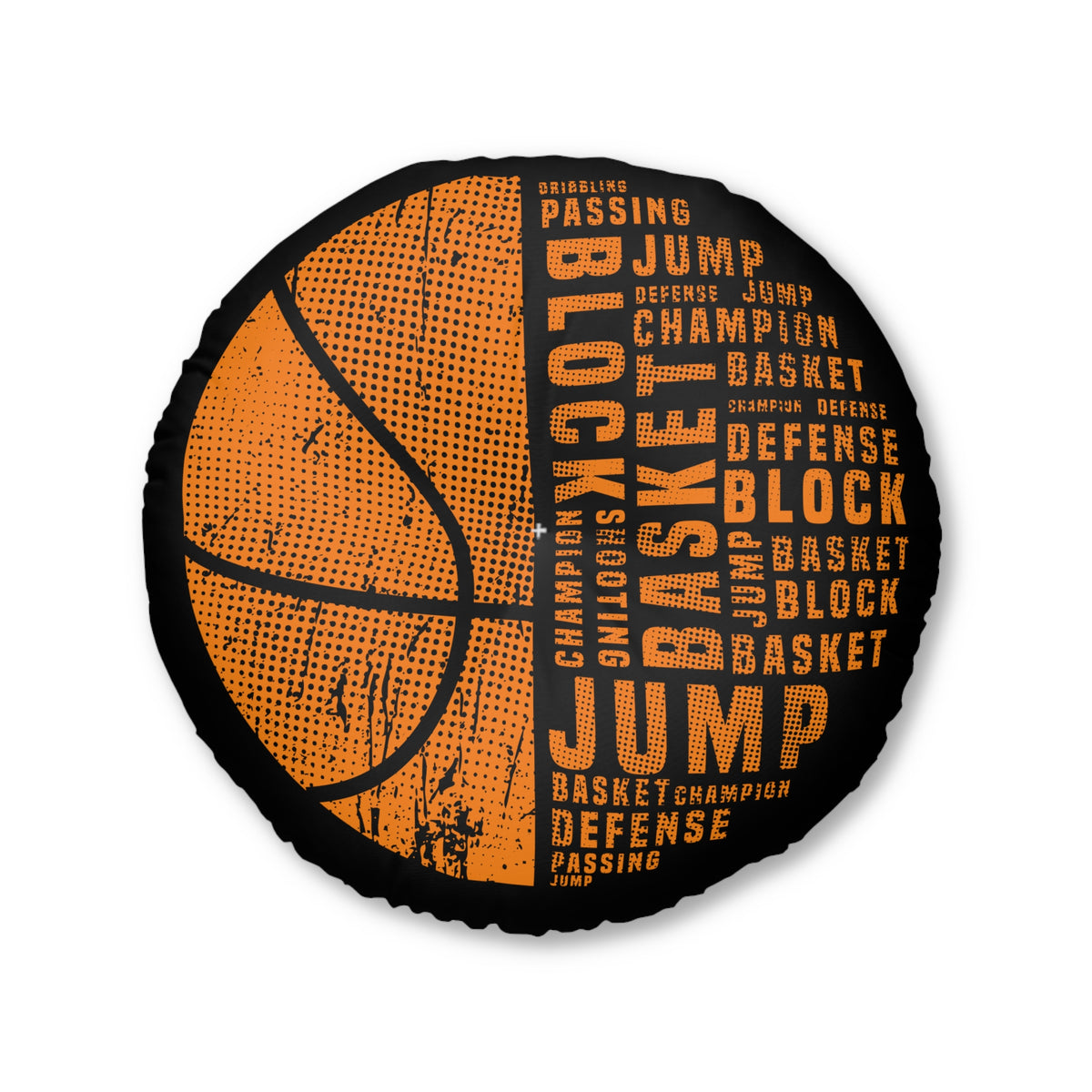Basketball Tufted Floor Pillow, Round