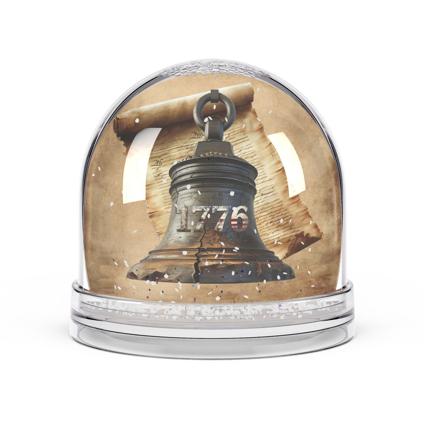 Patriotic Snow Globe with Liberty Bell 1776 Design