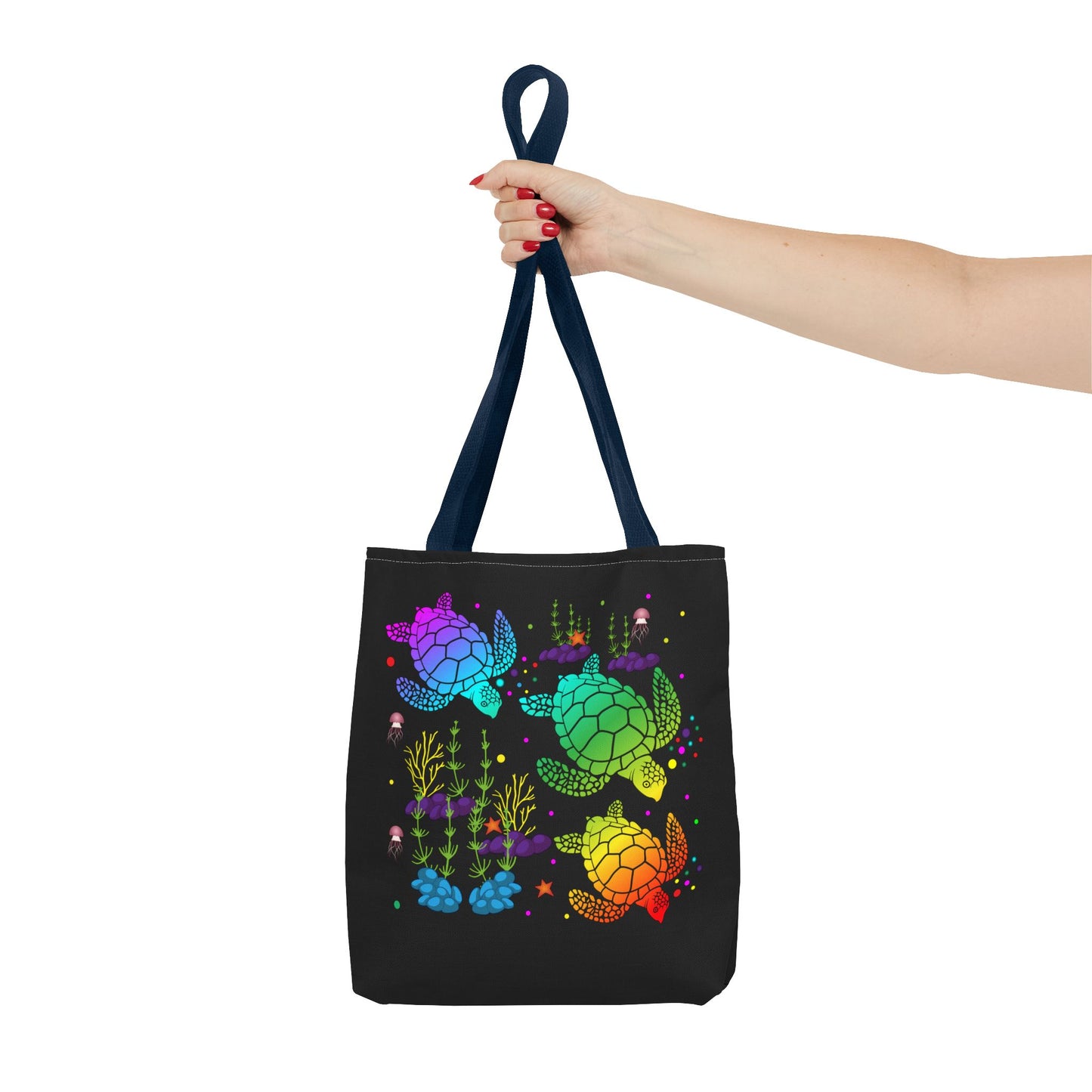 Rainbow Turtle Tote Bag - Eco-Friendly Reusable Shopper, Beach Bag, Gift for Ocean Lovers, Summer Fun, Art Tote