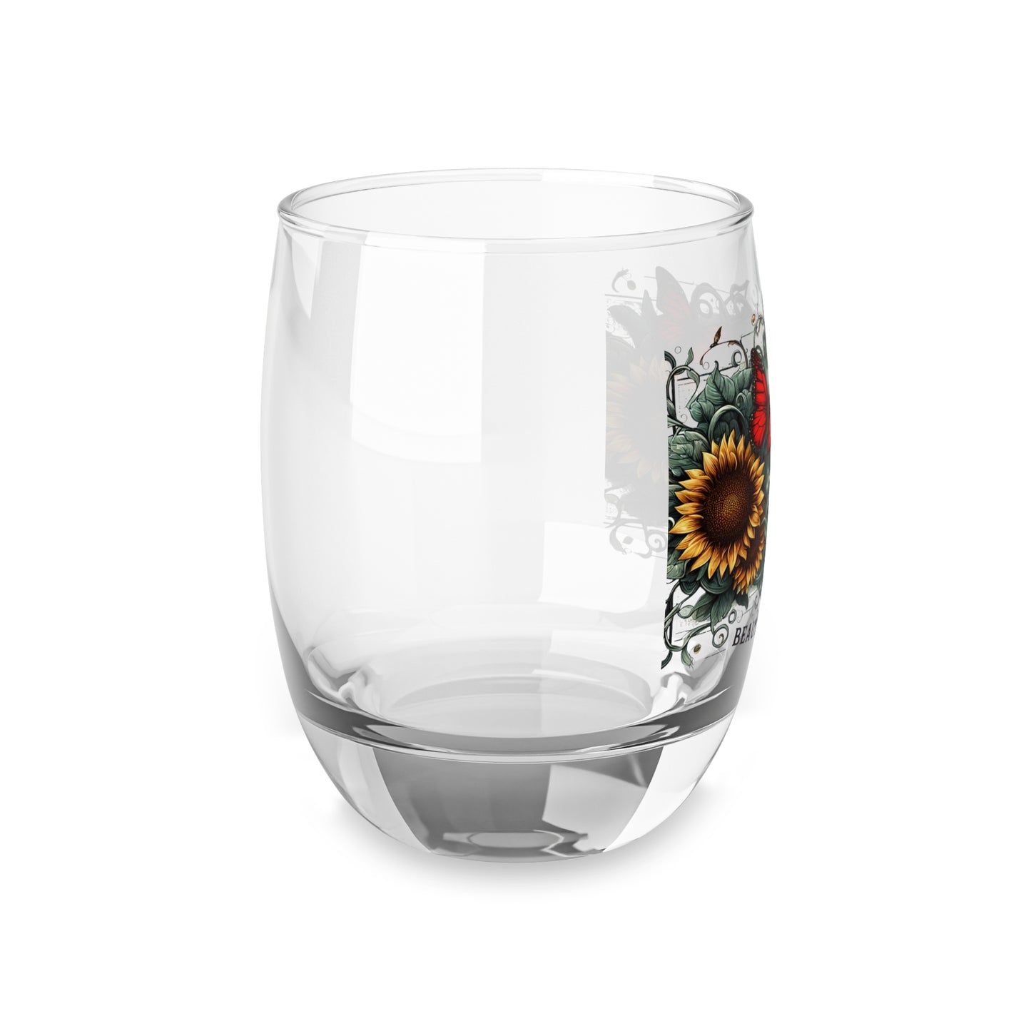 Skull & Sunflower Whiskey Glass 6oz — 'Beautifully Twisted' Glass