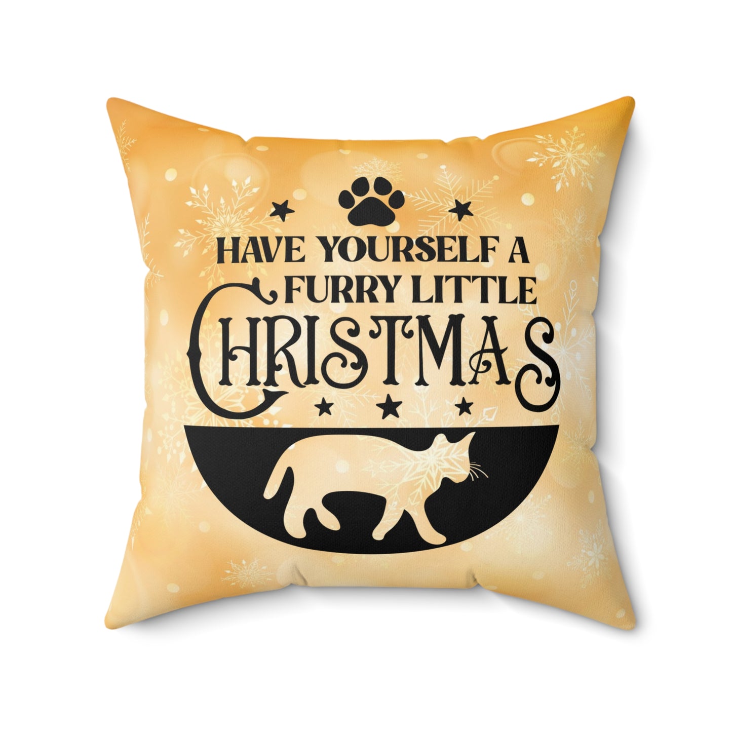 Pet Cat Christmas Theme Spun Polyester Square Pillow, Animal Lovers, CatLover's Christmas Decor, Christmas Quote Cat Accent for Home or Office