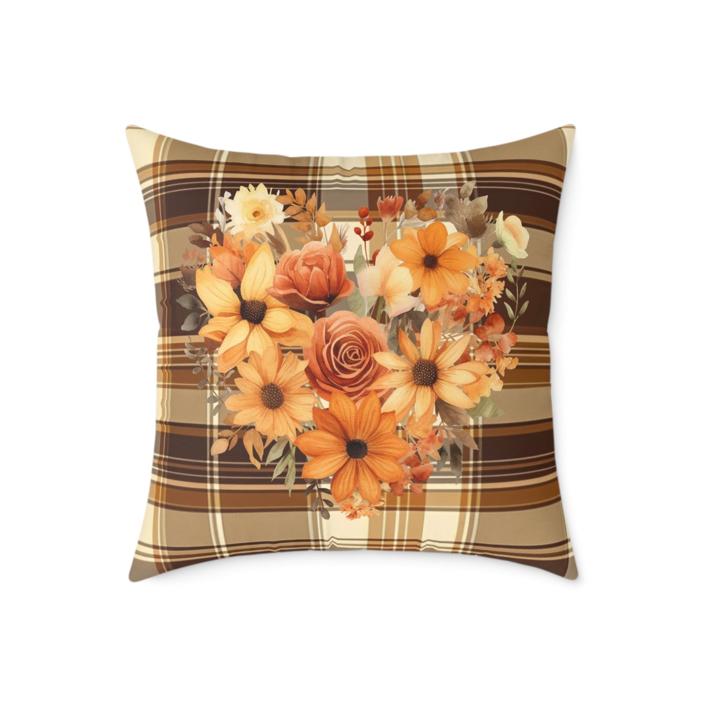 Fall Decor Square Poly Canvas Pillow, Beautiful Two-Sided Fall Decor Pillow for Home or Office, Stylish Fall Accent for Any Room