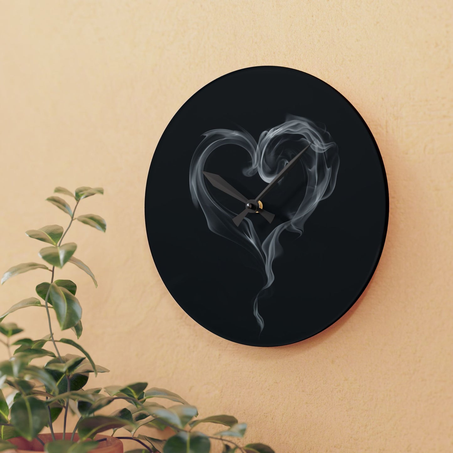 Gothic Smoky Heart Wall Clock - Dark Romance Home Office Decor